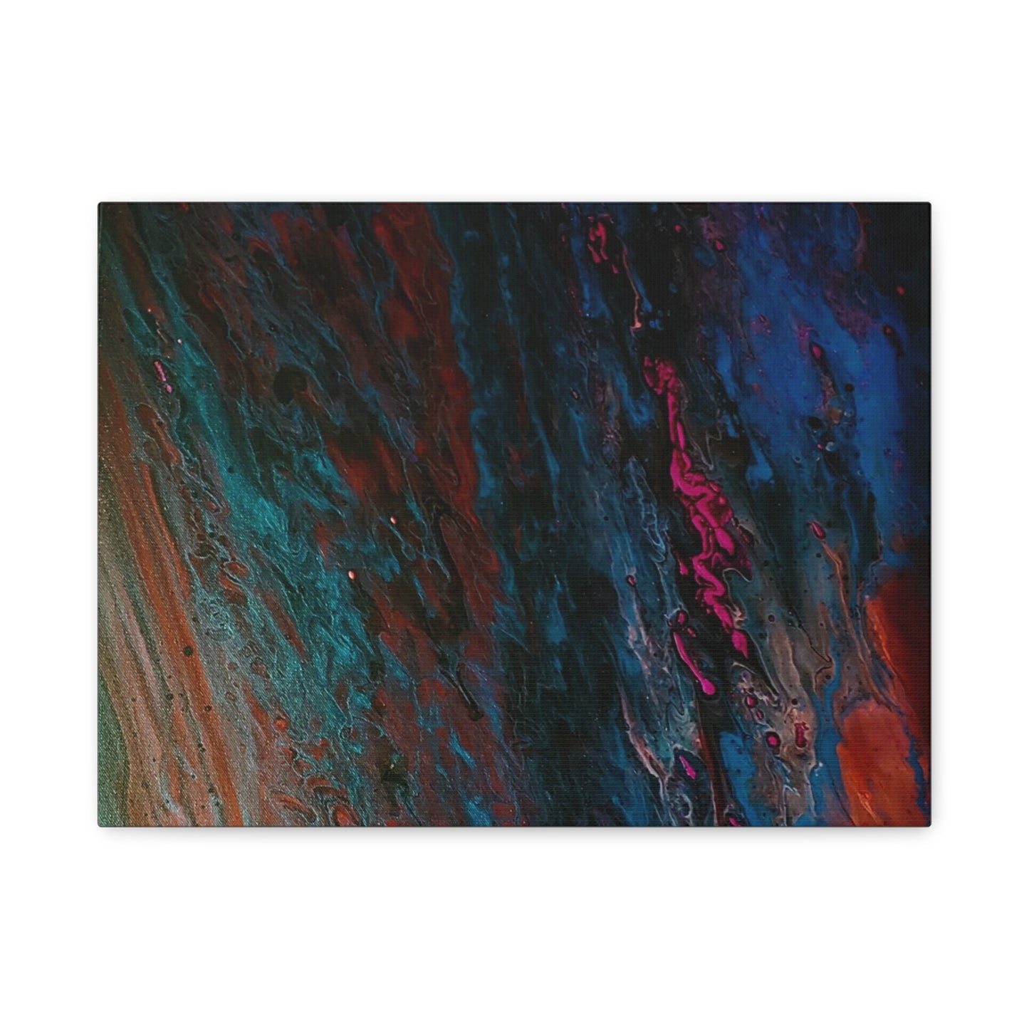 Abstract Fluid Art Canvas Wall Art - Jupiter pour — Vibrant Ocean Night Matte Stretched Canvas