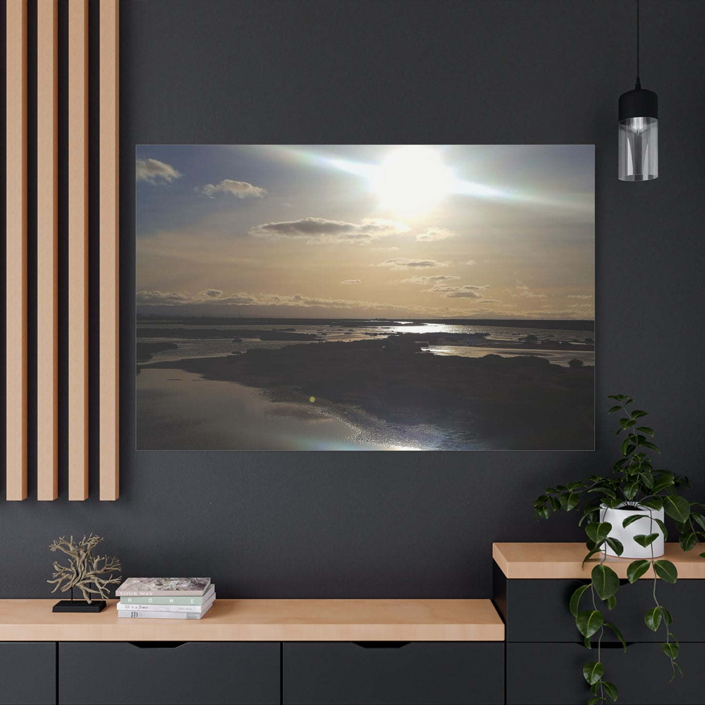 Sunlit Coastal Reflection (don edwards preserve)Canvas Print — Matte Stretched Wall Art