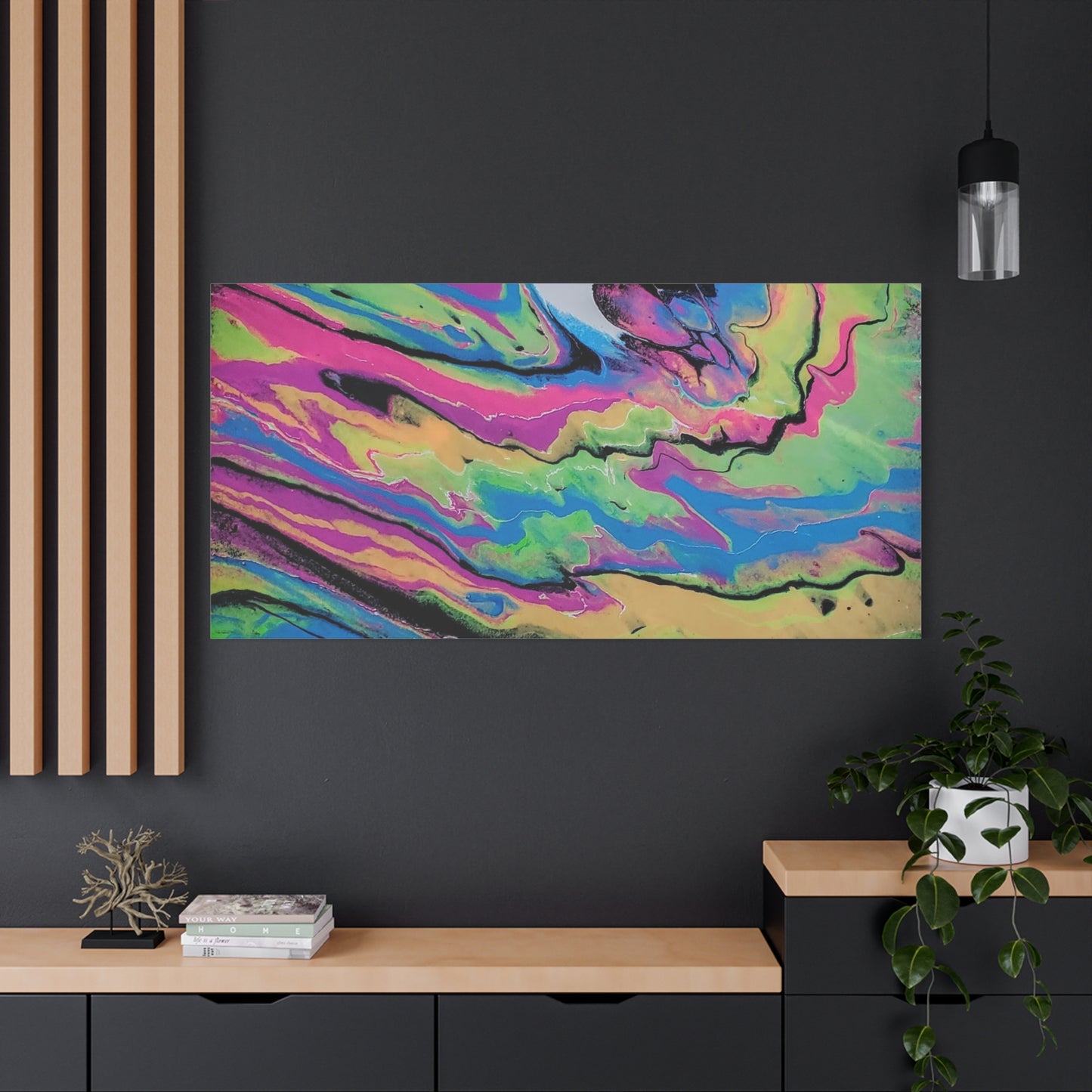 Abstract Neon Fluid Art Canvas Print — Vibrant Psychedelic Wall Decor