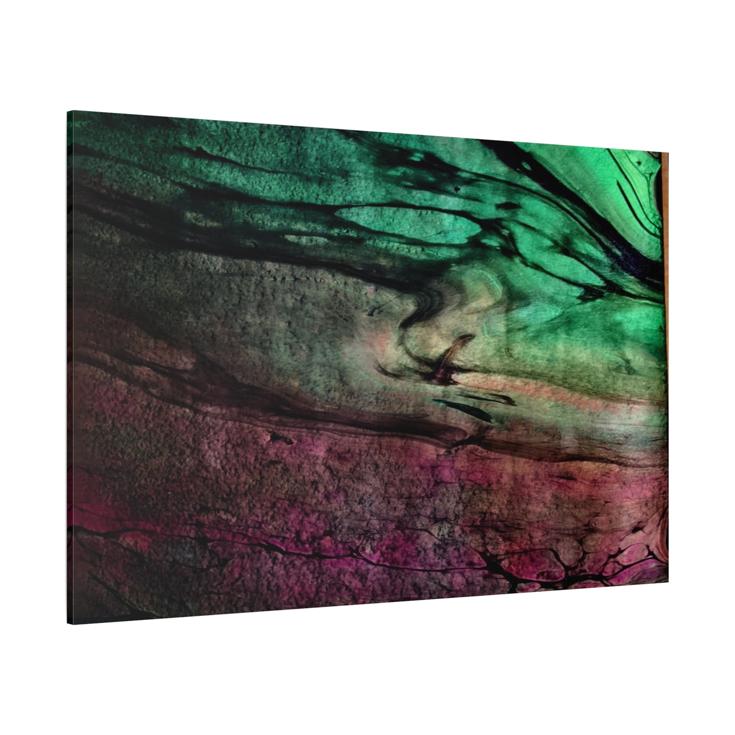 flame tempered pour - Abstract Teal & Magenta Canvas Wall Art — Matte Stretched 1.25"