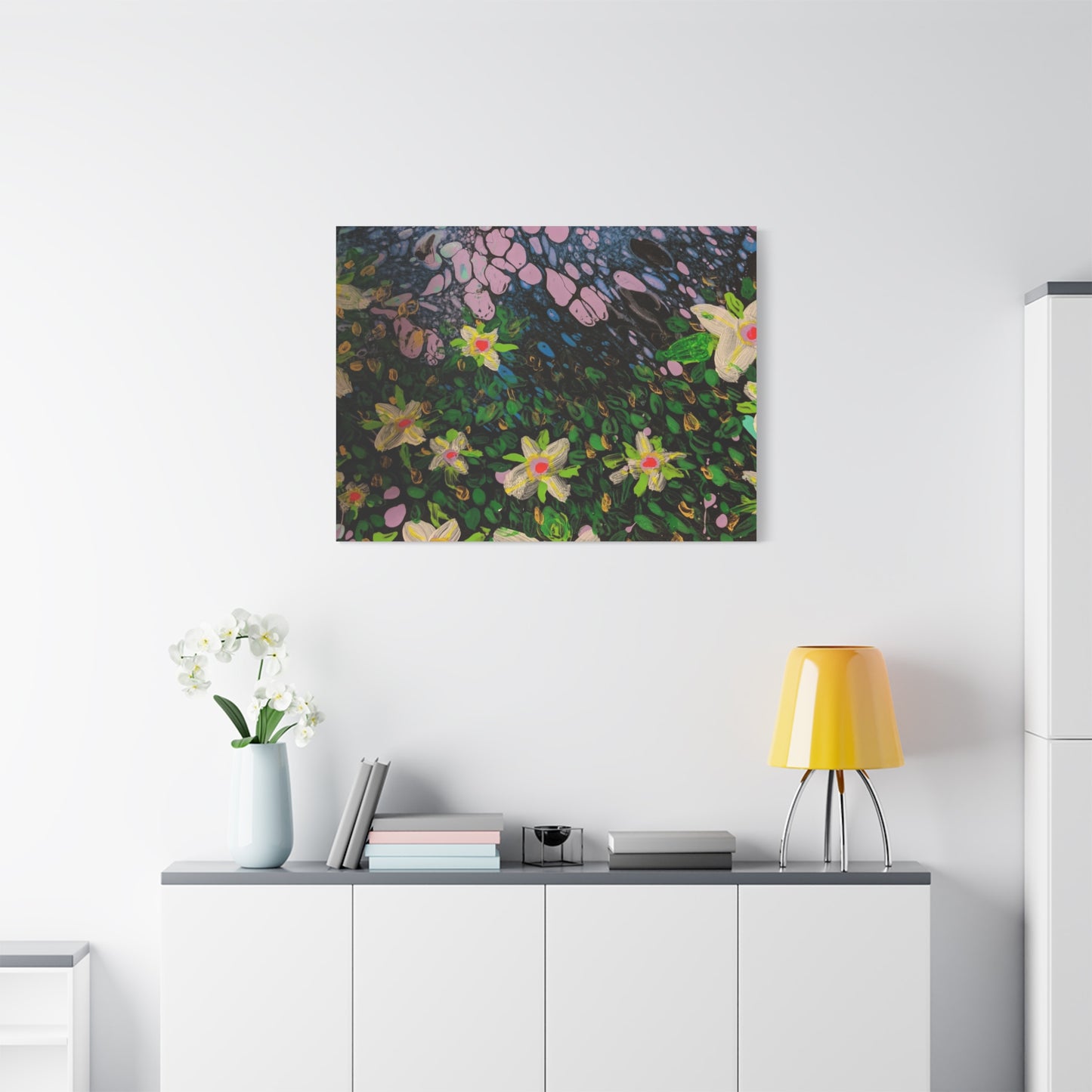 Floetrol&Flowers - Night Pour Garden Matte Canvas Print — Stretched Wall Art