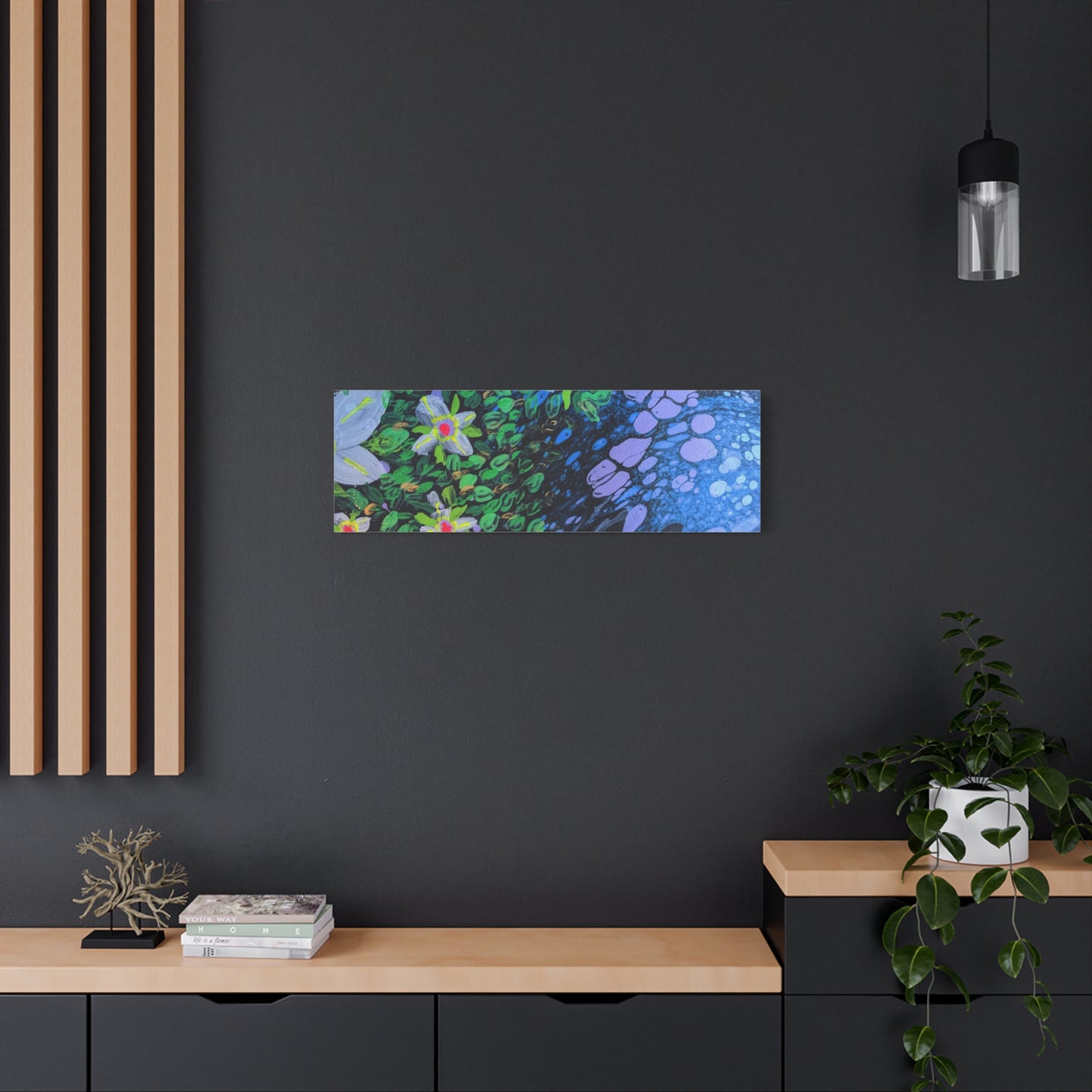 Floetrol&Flowers -  Reef Matte Canvas Wall Art — Blue & Green Abstract Flower Painting