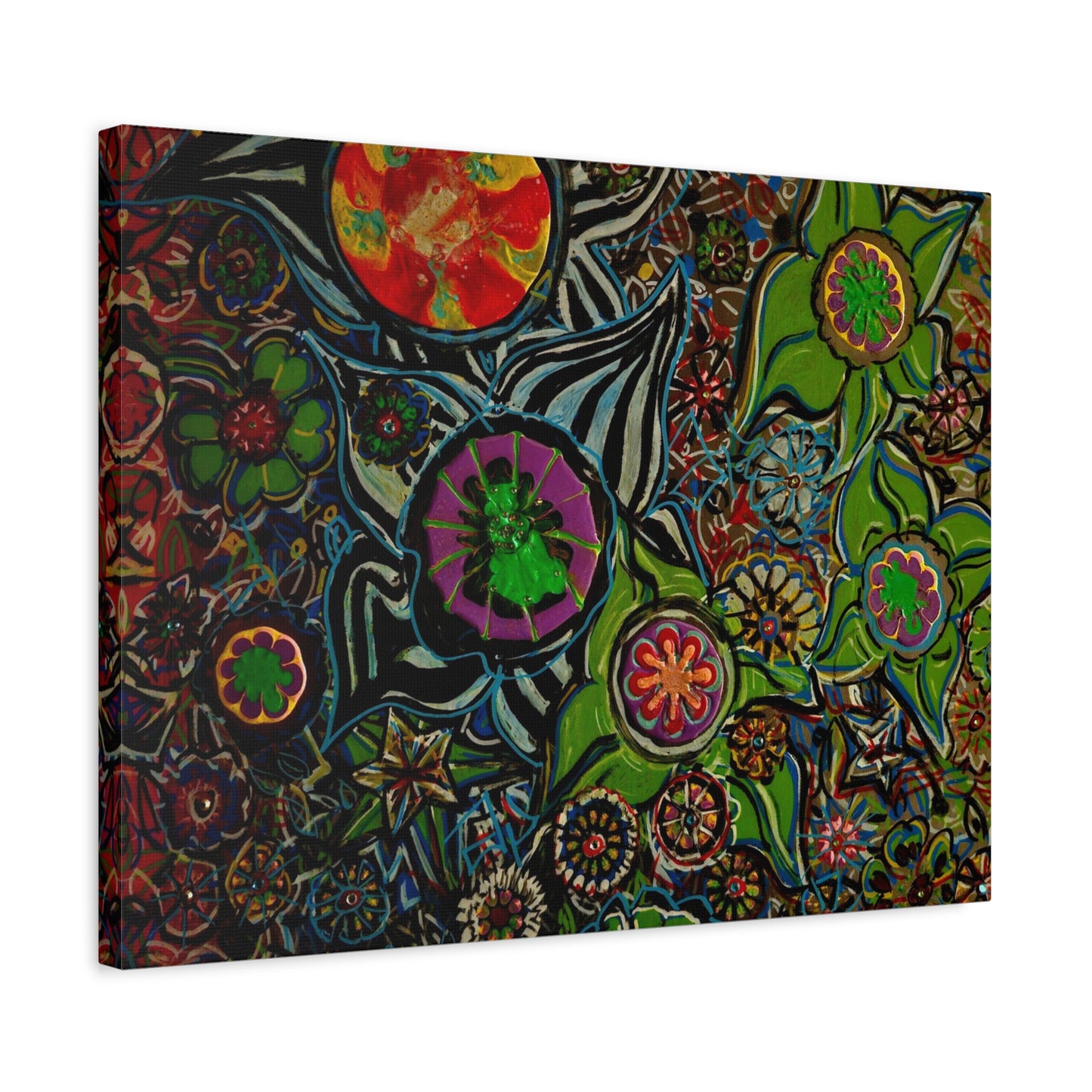 Urban_gardening-03 - Psychedelic Floral Canvas Print — Vibrant Abstract Garden Wall Art