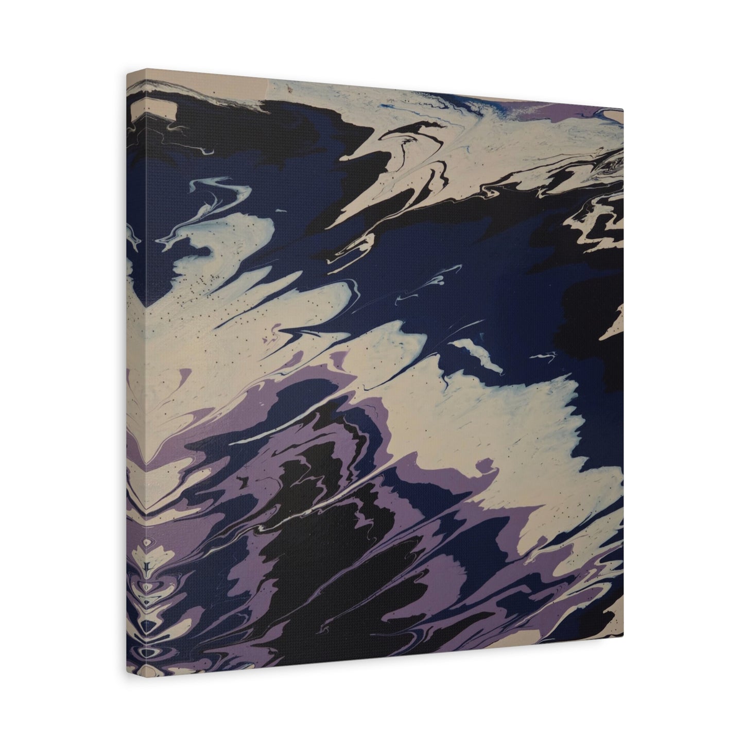 Abstract Navy & Lavender Wave Matte Stretched Canvas (1.25")