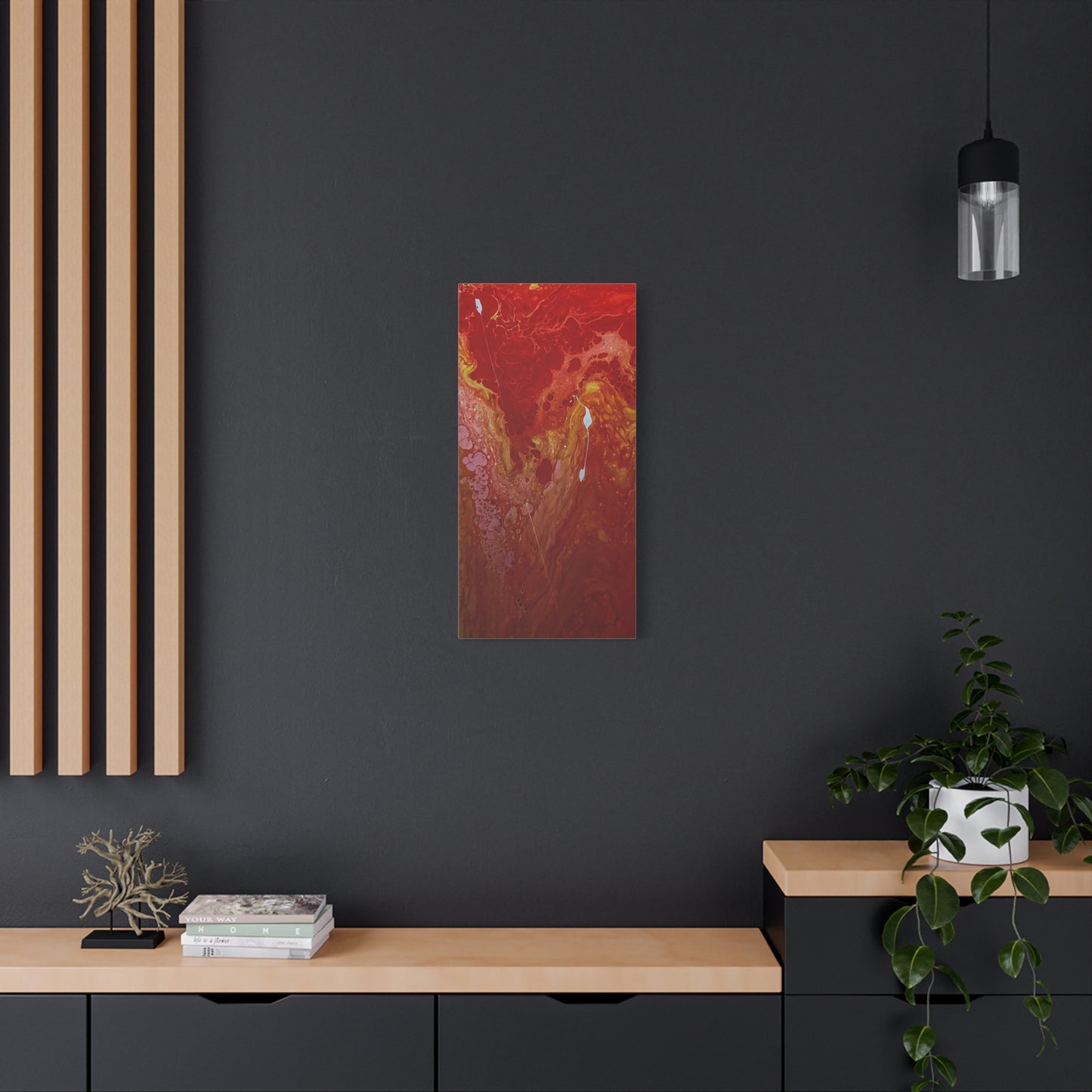 Abstract Red Fluid Art Canvas Print — Matte Stretched Wall Art