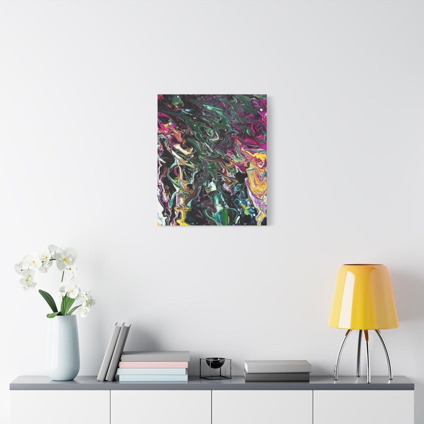 chaos in the garden - Abstract Fluid Art Matte Canvas Print - Colorful Swirl Wall Art
