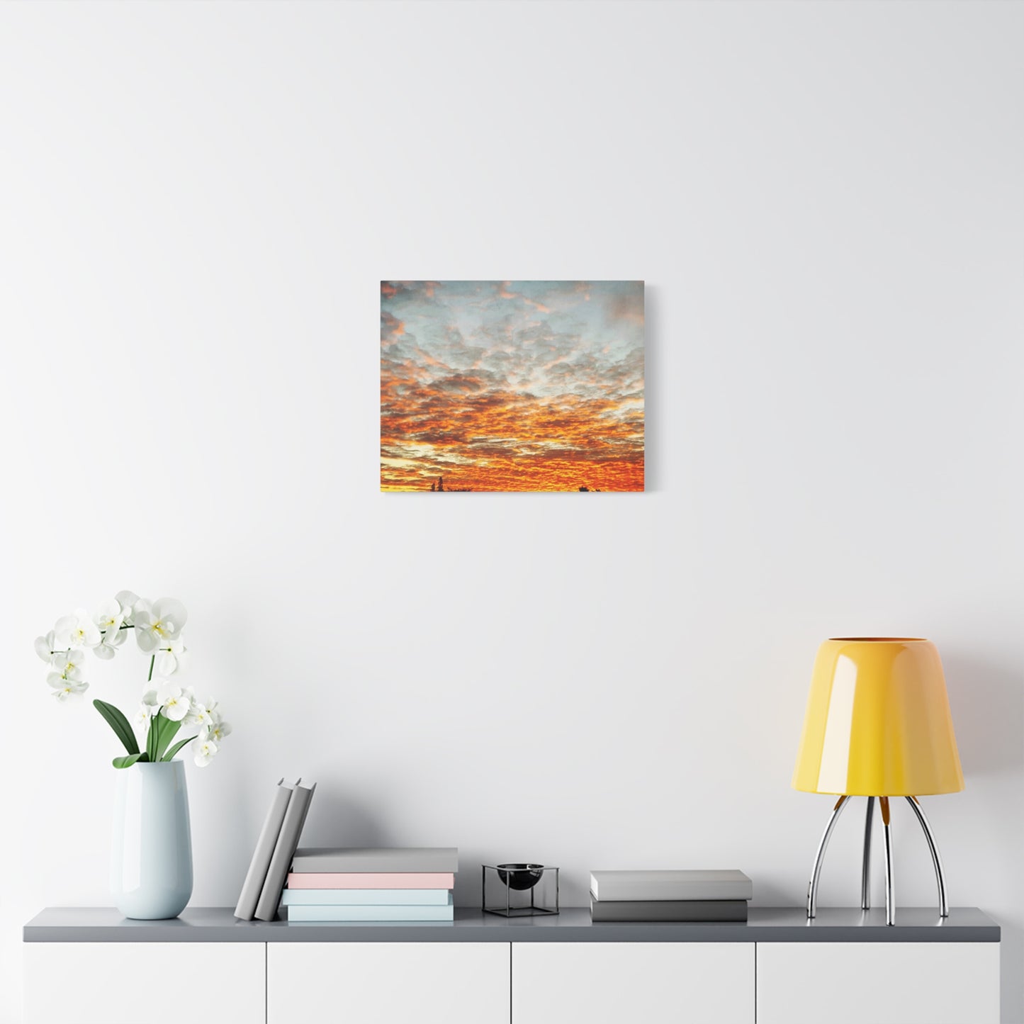 Sunset Sky Canvas Print — Orange Cloudscape Matte Stretched Wall Art