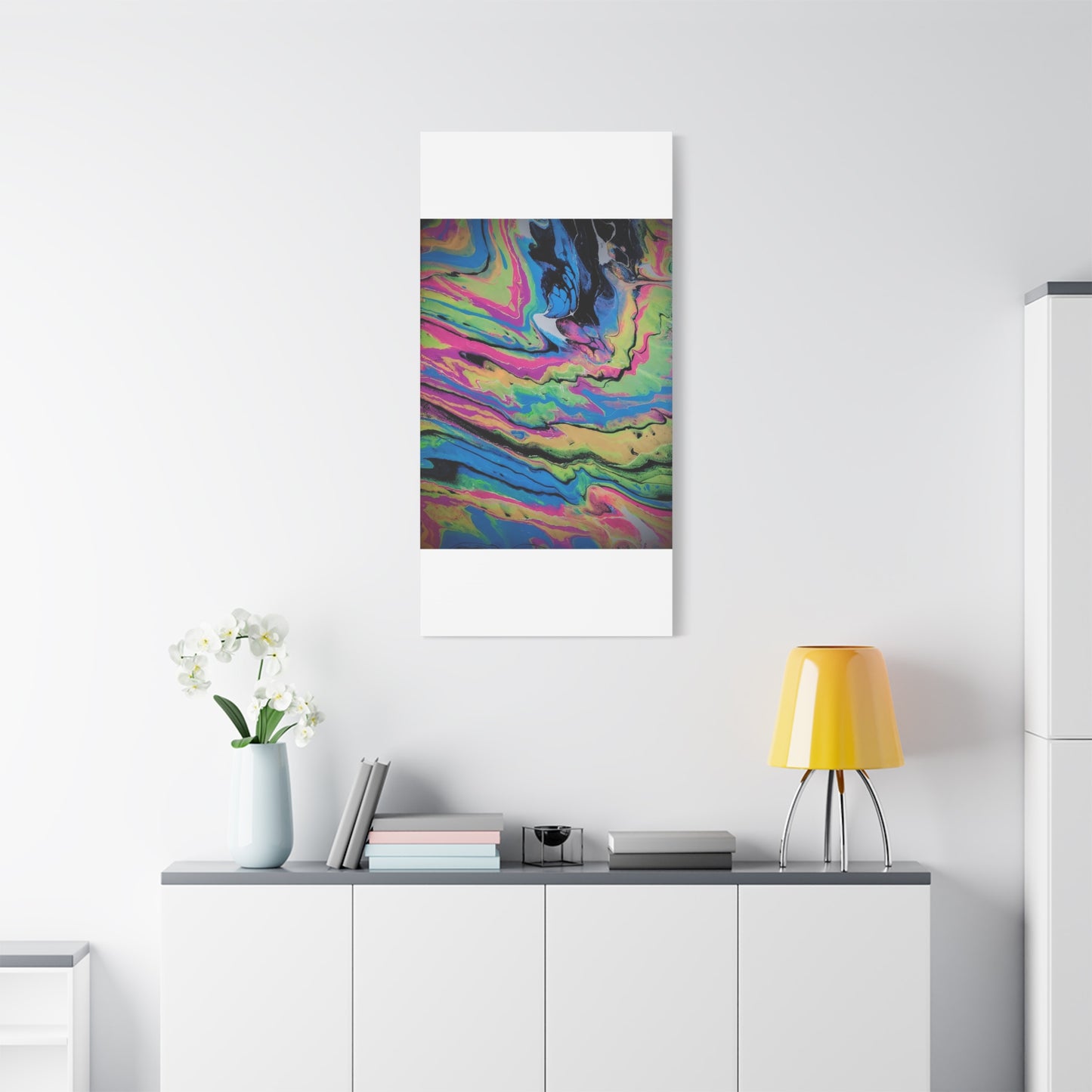 Abstract Neon Fluid Art Canvas Print — Vibrant Psychedelic Wall Decor