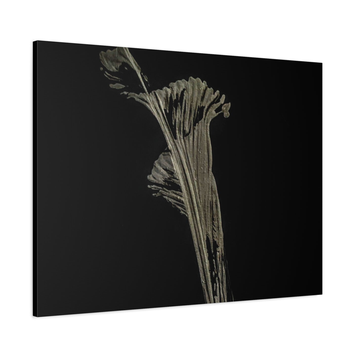 Calla Lilly - Minimalist Botanical Canvas Print — Monochrome Flower Art on Black Matte