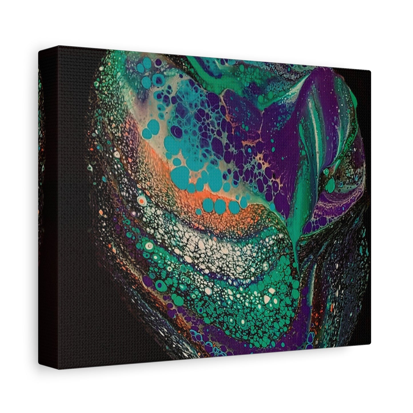 Abstract Fluid Art Canvas Print — Teal, Purple & Gold Swirl Matte Stretched Wall Art