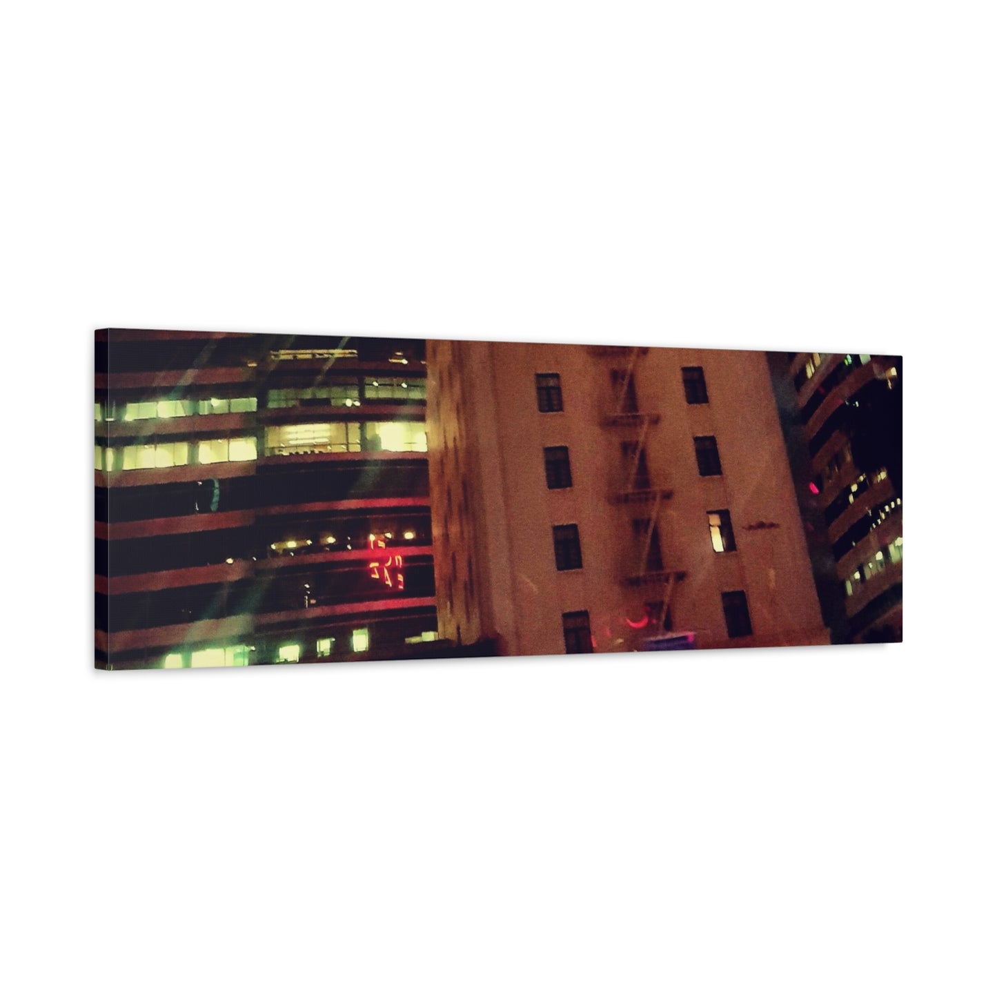 Hotel DeAnza - City Nightscape Canvas Print — Urban Street Art Building Matte Stretched 1.25"