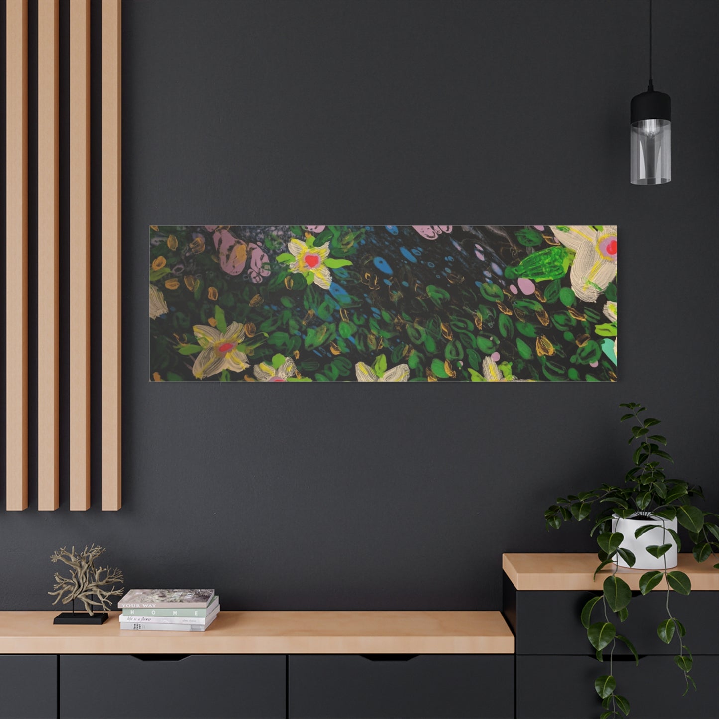 Floetrol&Flowers - Night Pour Garden Matte Canvas Print — Stretched Wall Art