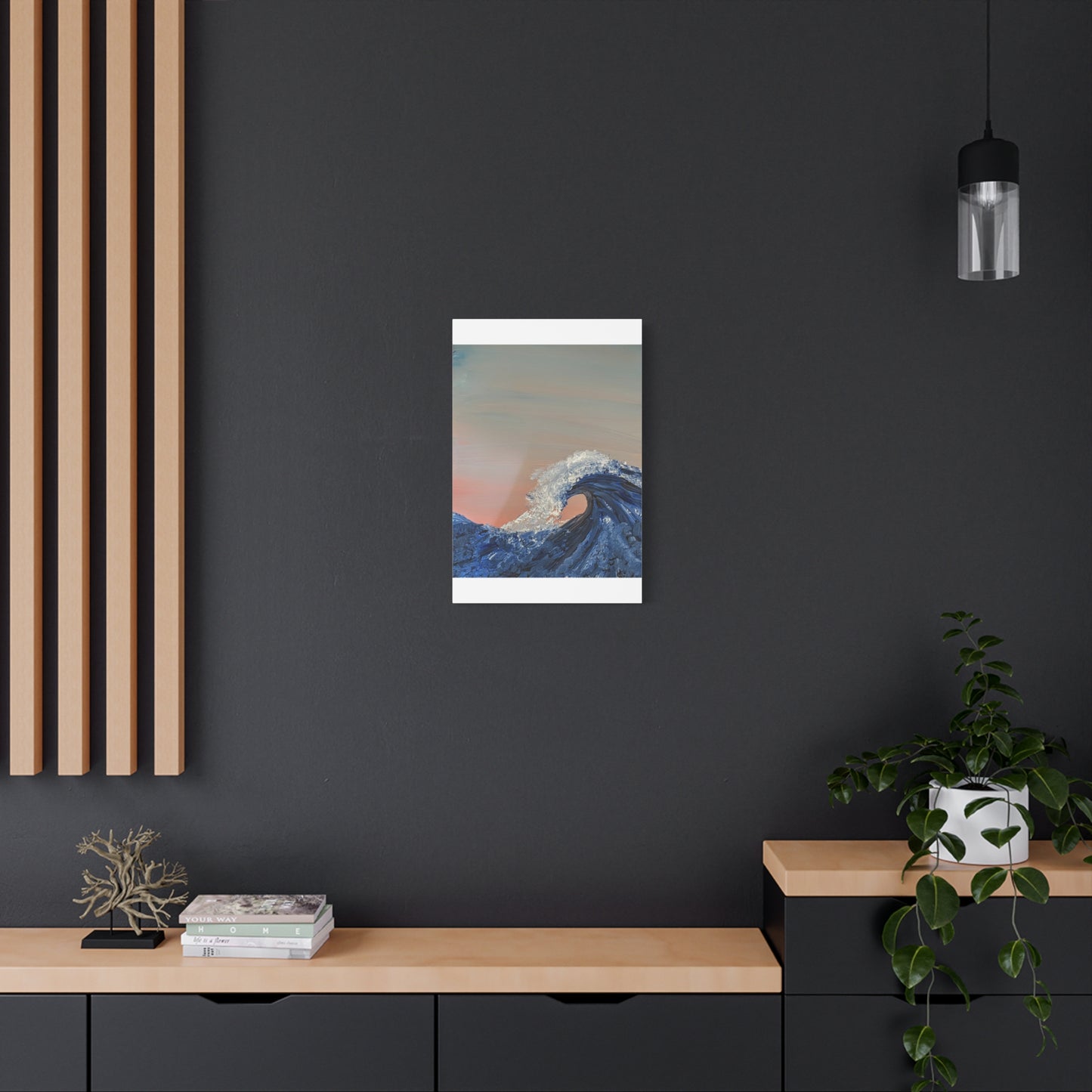 California_Coast - Ocean Wave Canvas Art — Blue Wave Seascape Matte Stretched Canvas