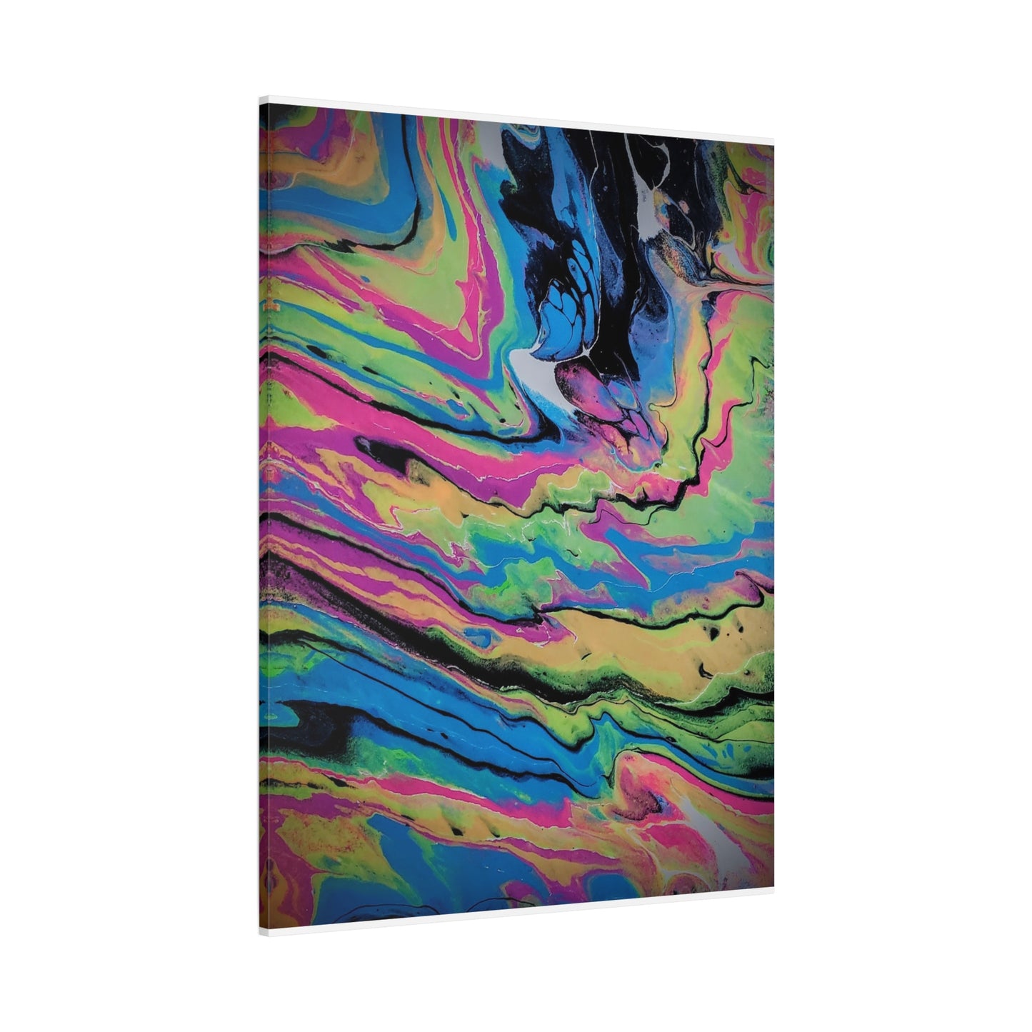 Abstract Neon Fluid Art Canvas Print — Vibrant Psychedelic Wall Decor