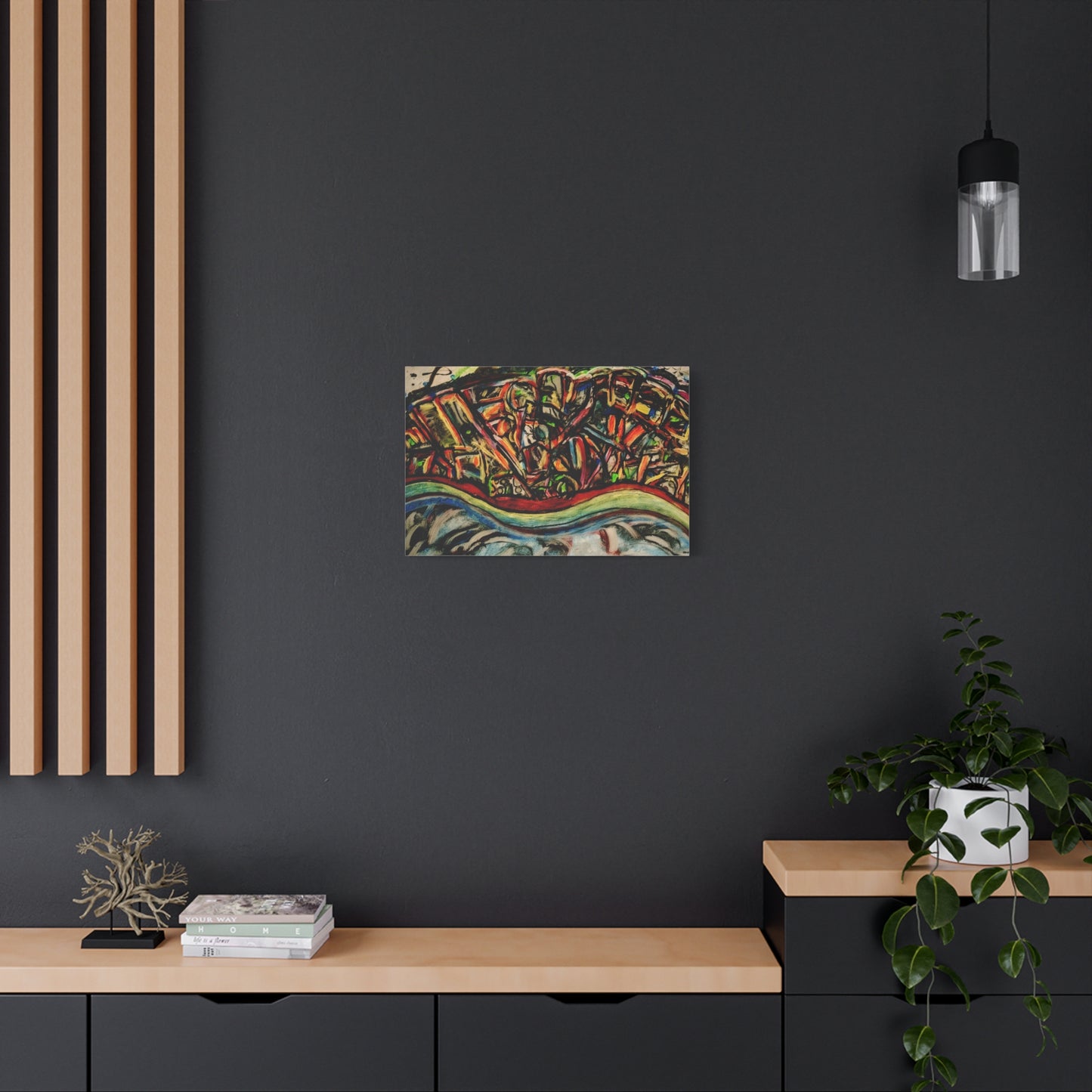 Acrylic_inequalities - Abstract Coastal Cityscape Canvas — Vibrant Ocean Wave Wall Art