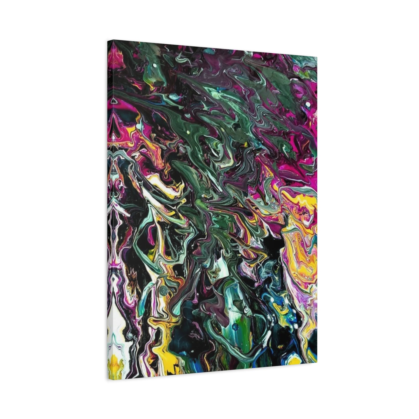 chaos in the garden - Abstract Fluid Art Matte Canvas Print - Colorful Swirl Wall Art