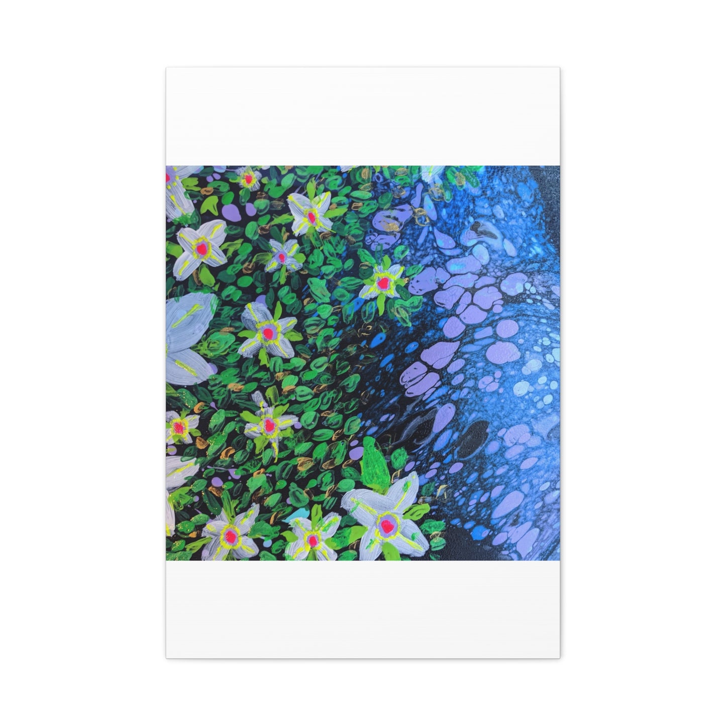 Floetrol&Flowers -  Reef Matte Canvas Wall Art — Blue & Green Abstract Flower Painting