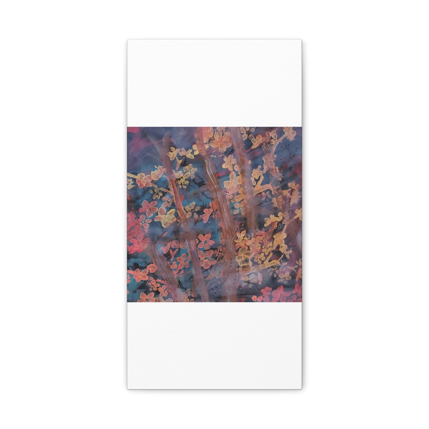 Abstract Floral Canvas Print — Moody Pink & Blue Stretched Wall Art