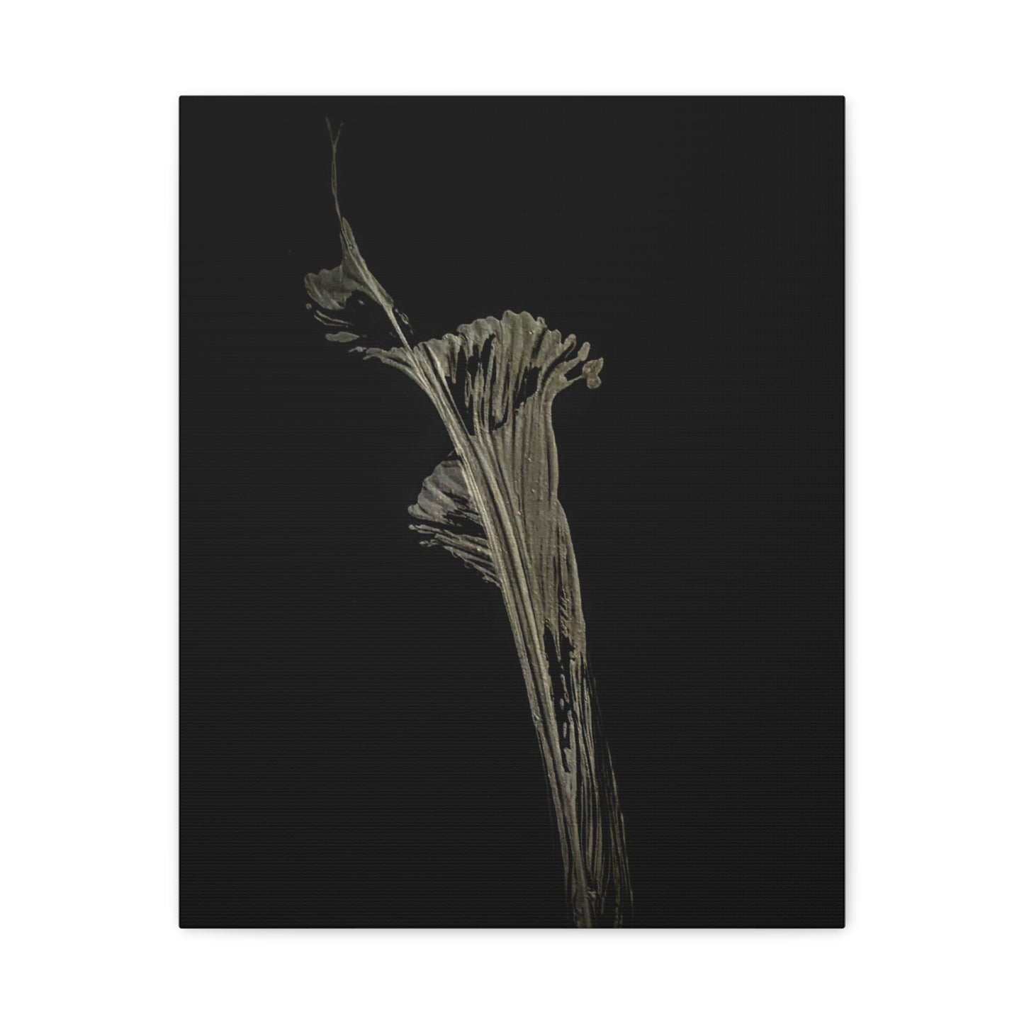 Calla Lilly - Minimalist Botanical Canvas Print — Monochrome Flower Art on Black Matte