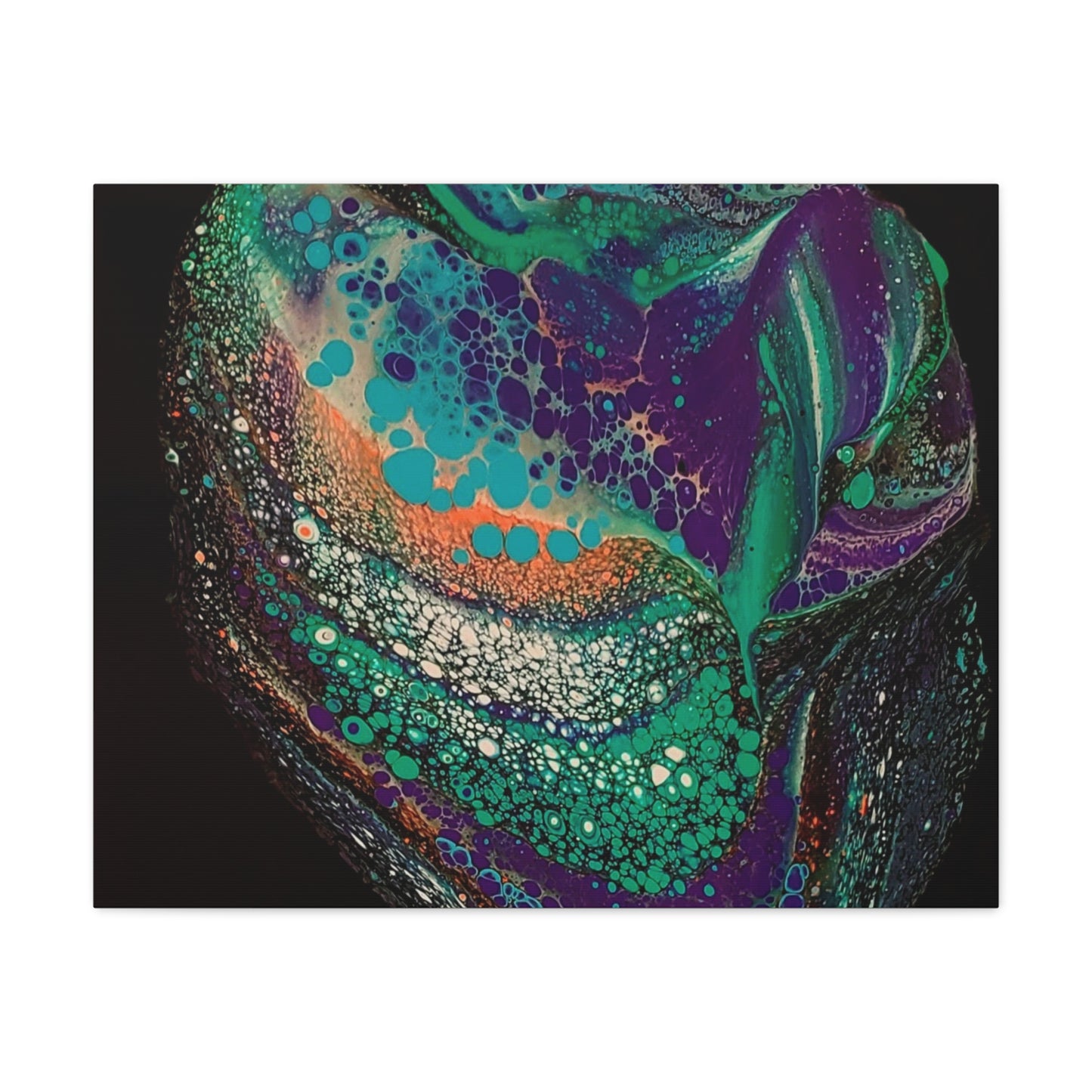 Abstract Fluid Art Canvas Print — Teal, Purple & Gold Swirl Matte Stretched Wall Art
