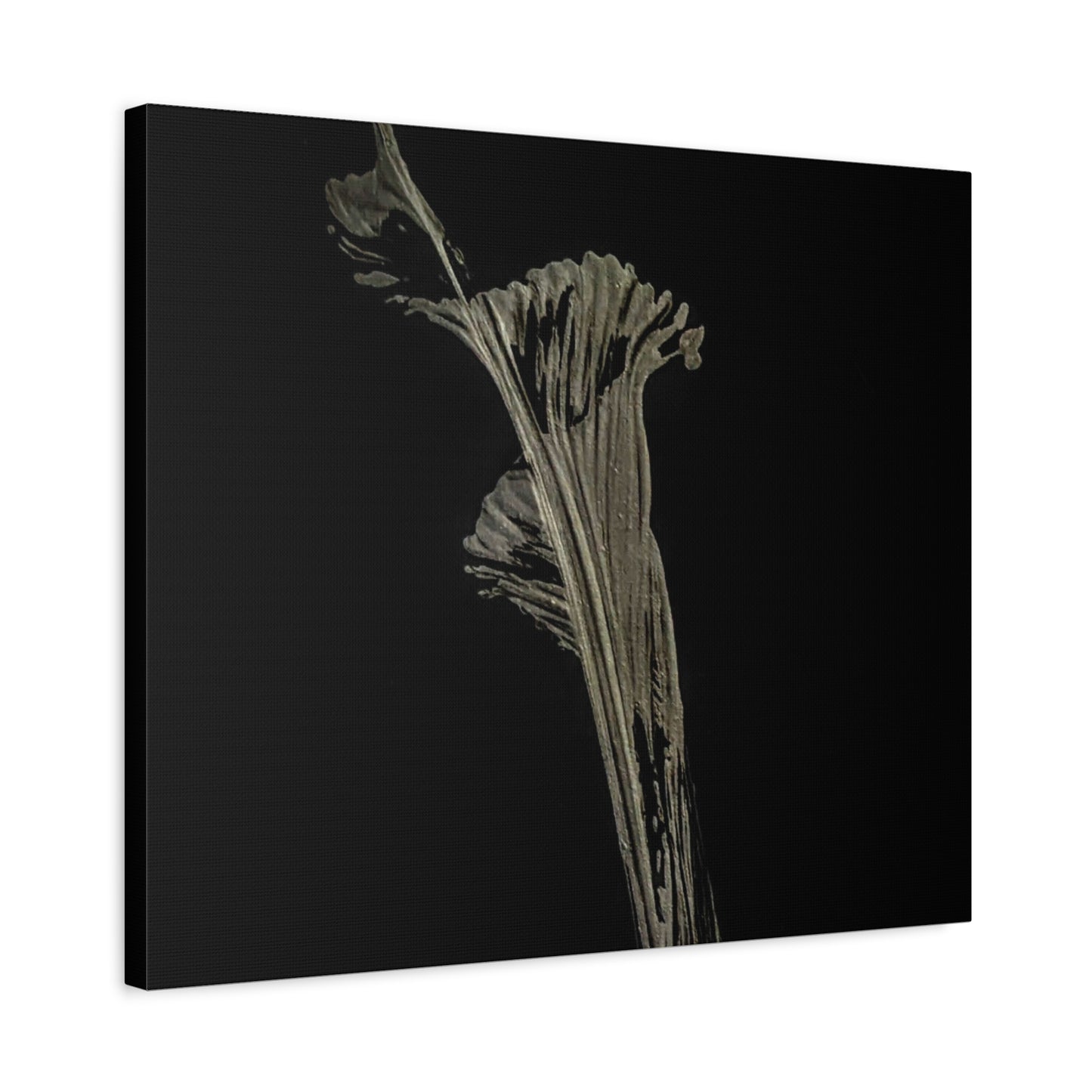 Calla Lilly - Minimalist Botanical Canvas Print — Monochrome Flower Art on Black Matte