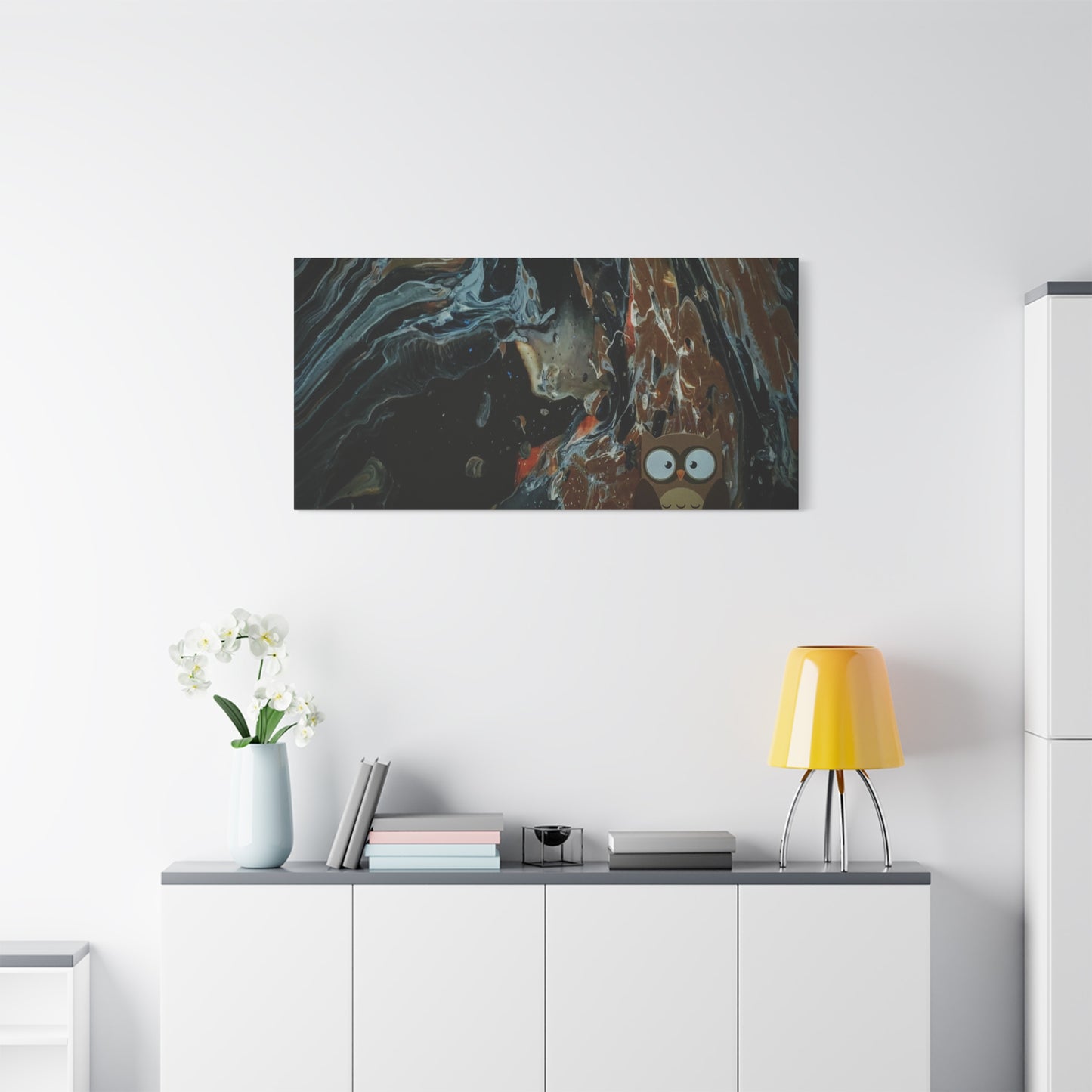Abstract Swirl Owl Matte Canvas Print
