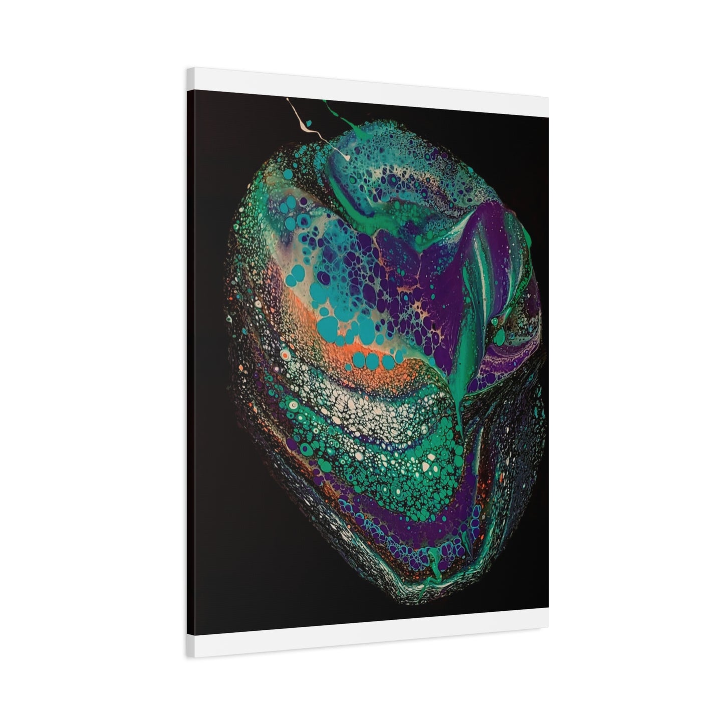 Abstract Fluid Art Canvas Print — Teal, Purple & Gold Swirl Matte Stretched Wall Art