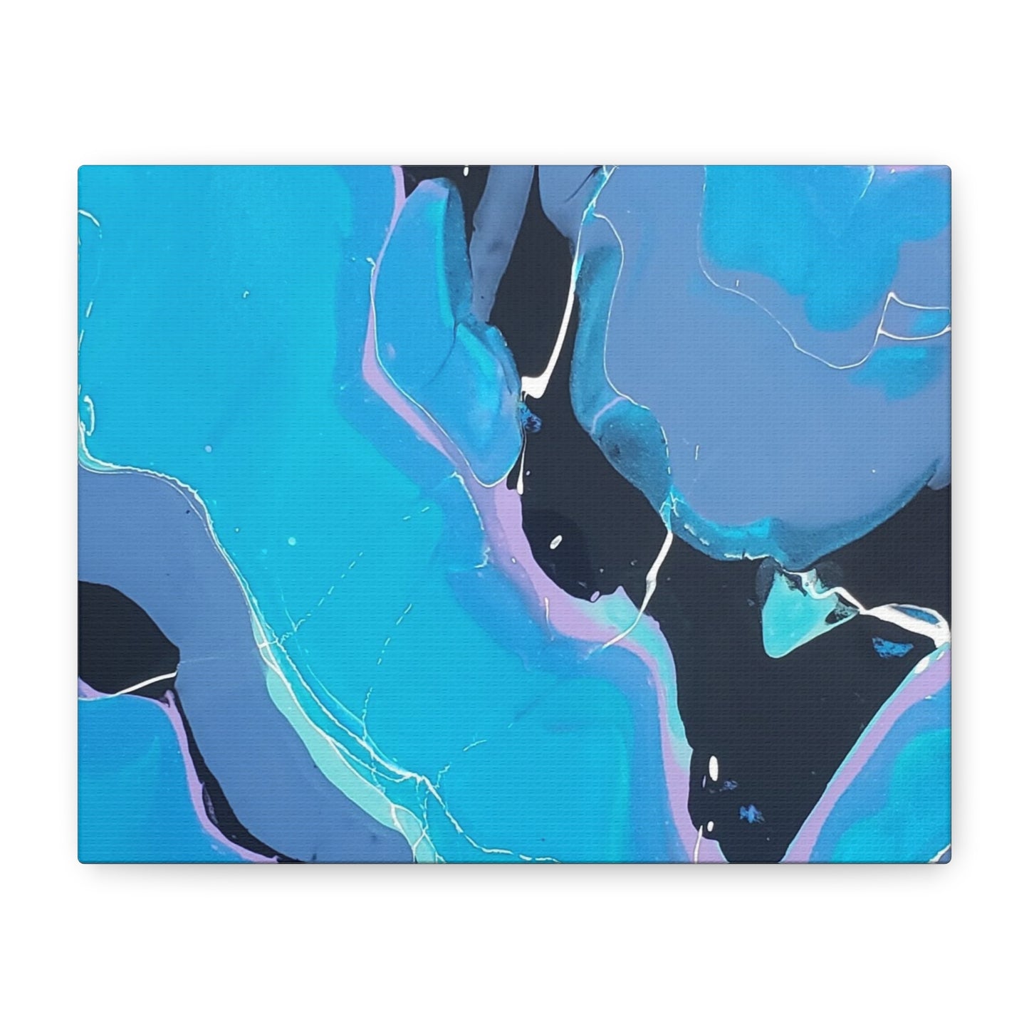 Abstract Blue Fluid Art Canvas Print — Matte Stretched Wall Art 1.25"