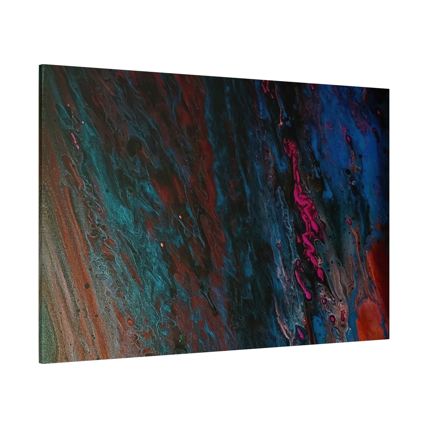 Abstract Fluid Art Canvas Wall Art - Jupiter pour — Vibrant Ocean Night Matte Stretched Canvas