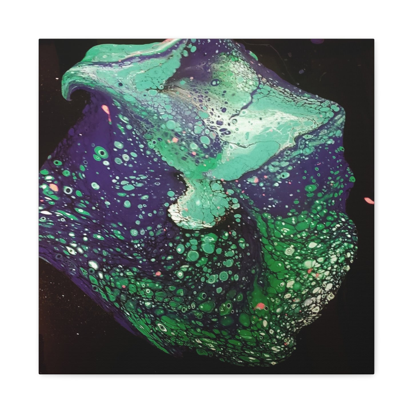 Abstract Green & Teal Fluid Art Canvas Print - Matte Stretched Wall Art