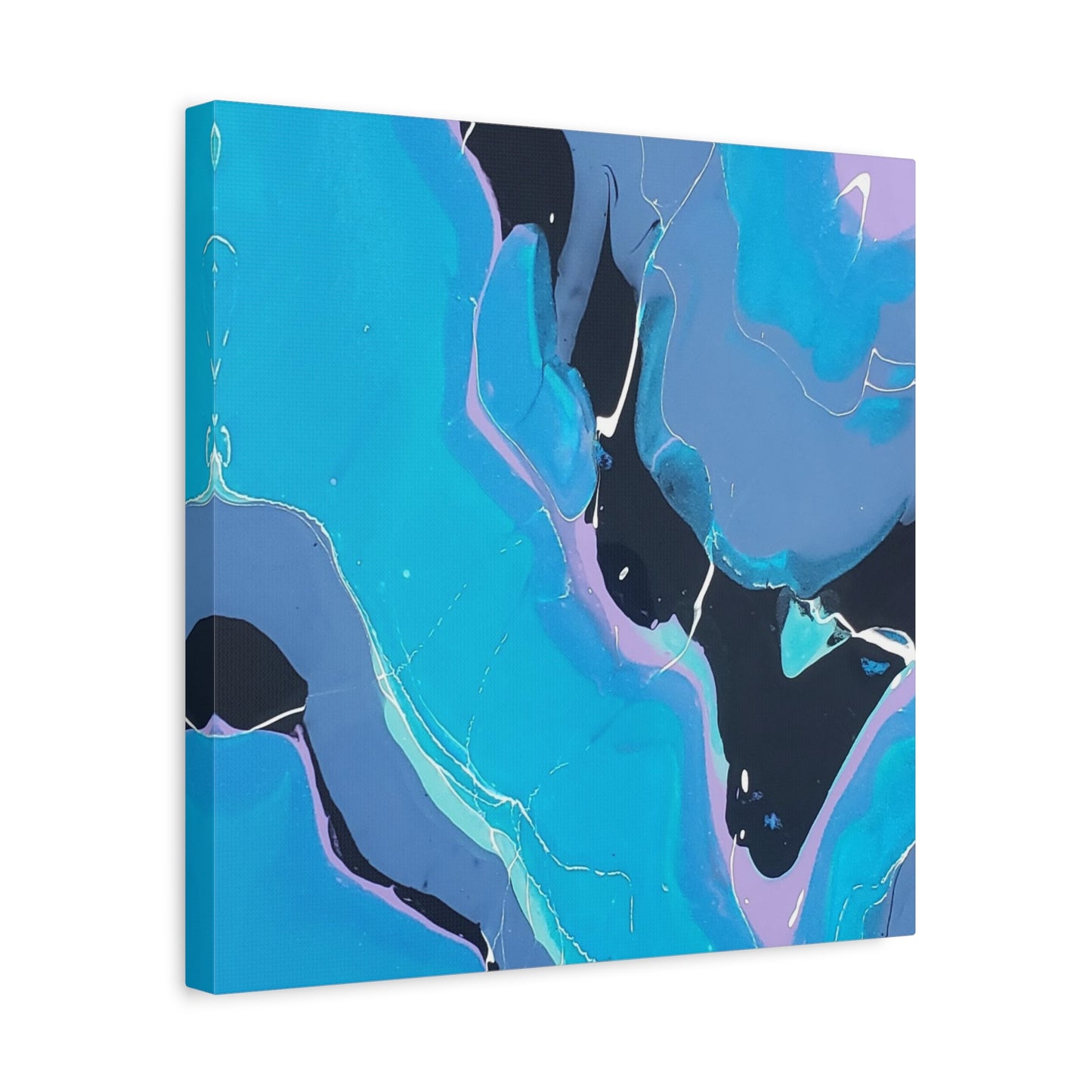 Abstract Blue Fluid Art Canvas Print — Matte Stretched Wall Art 1.25"