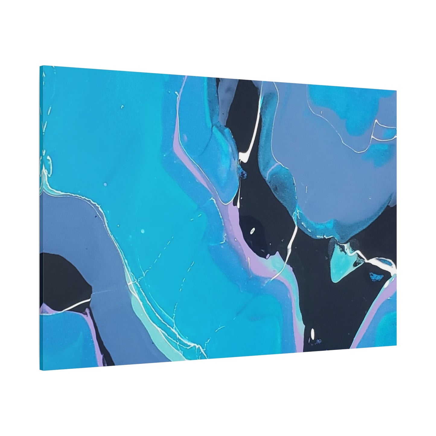 Abstract Blue Fluid Art Canvas Print — Matte Stretched Wall Art 1.25"