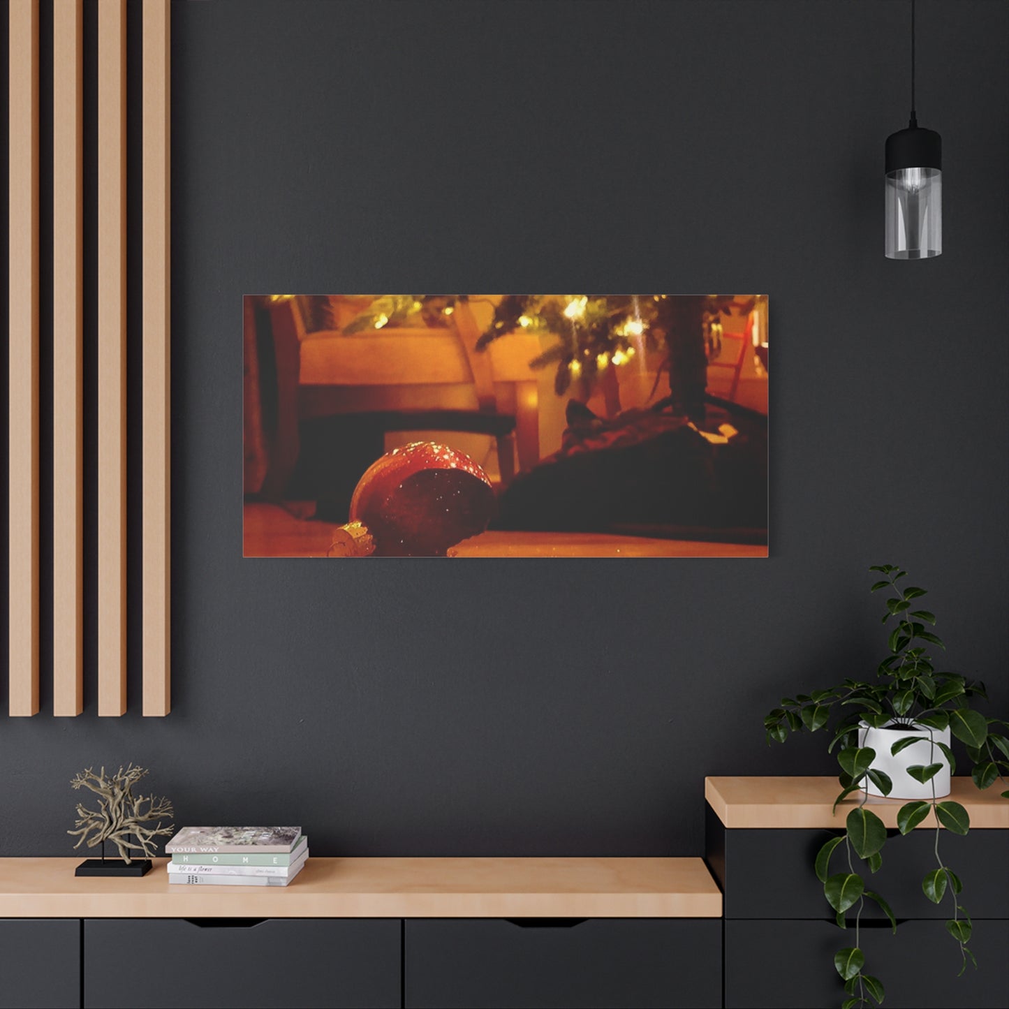 Christmas Tree Ornament Photo Canvas – Cozy Holiday Still Life Wall Art
