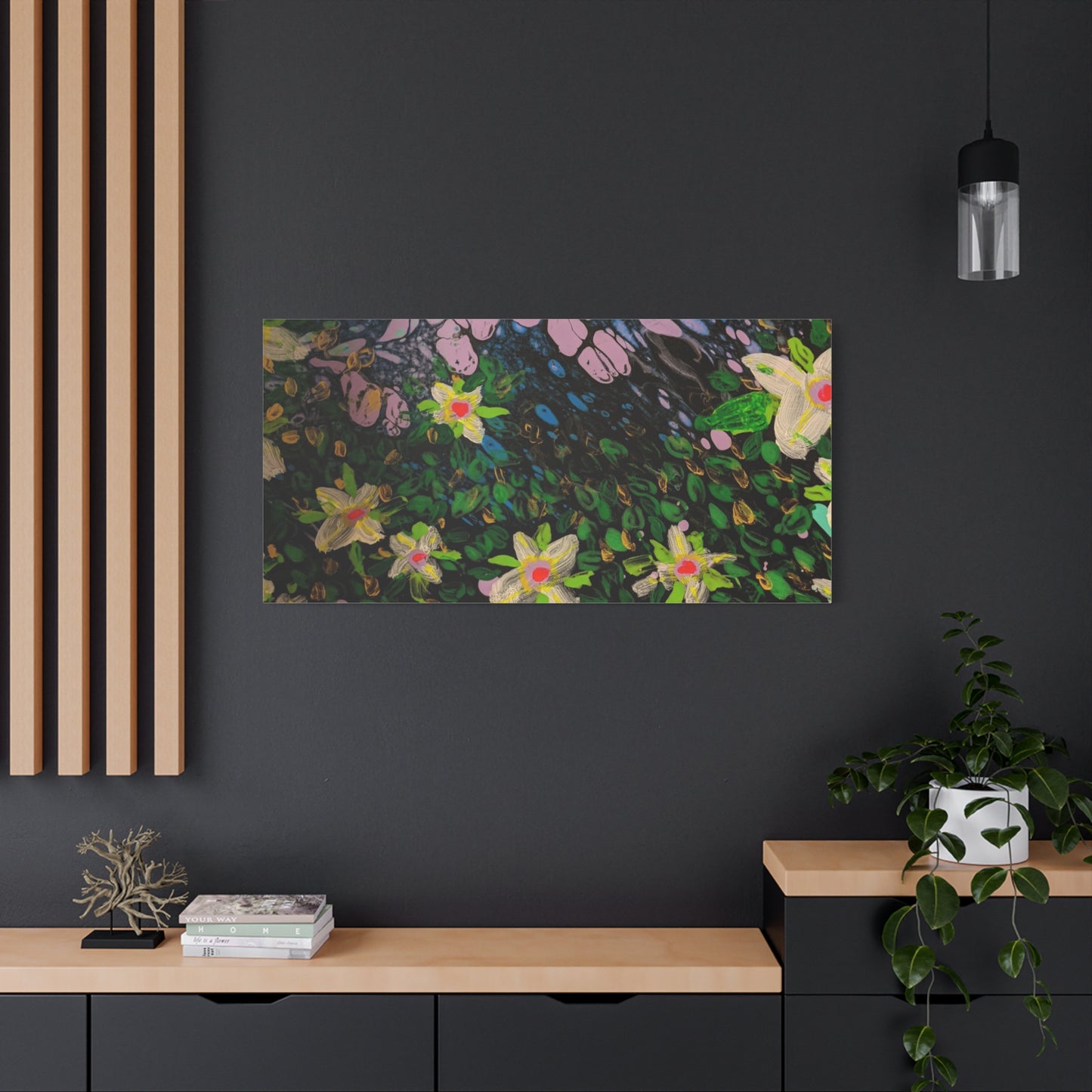 Floetrol&Flowers - Night Pour Garden Matte Canvas Print — Stretched Wall Art