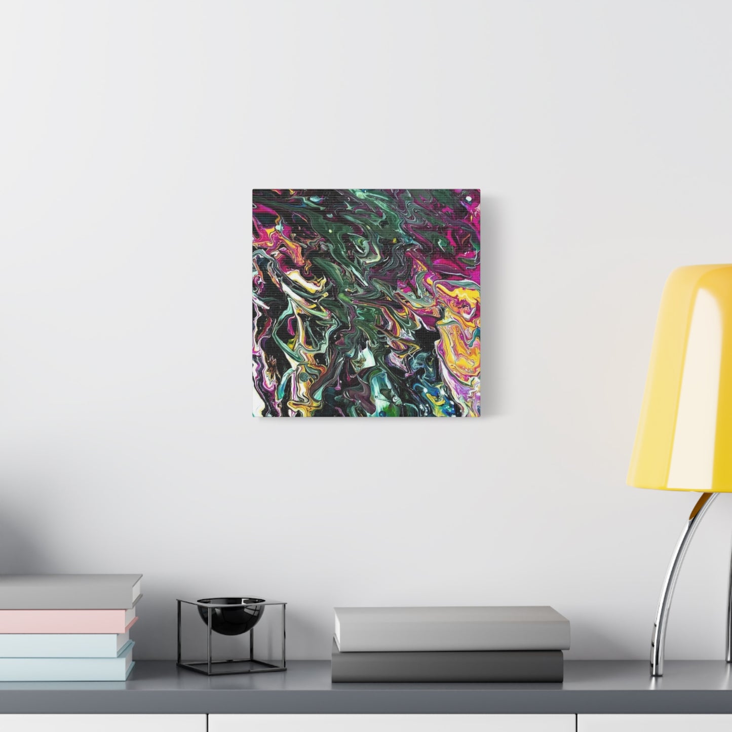 chaos in the garden - Abstract Fluid Art Matte Canvas Print - Colorful Swirl Wall Art