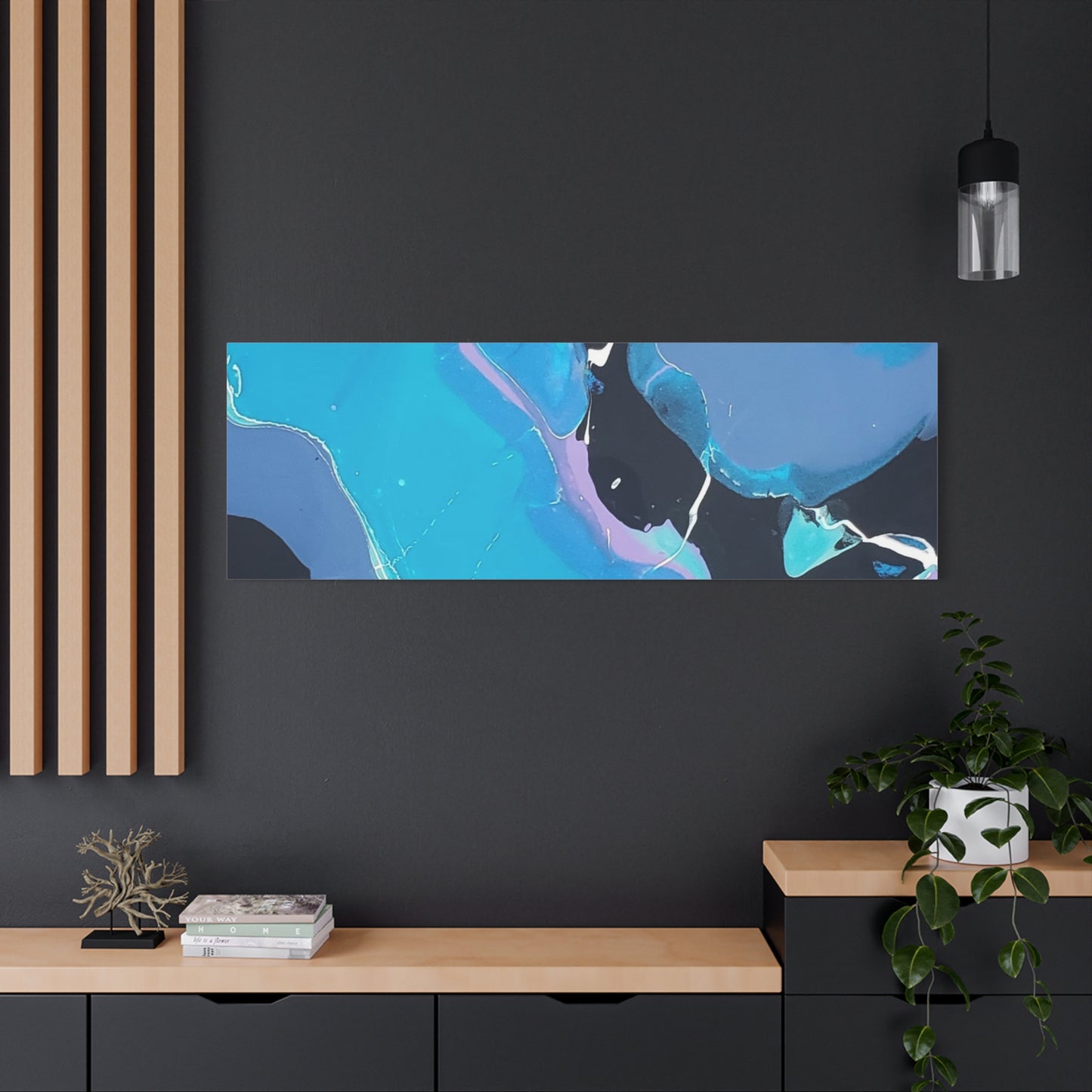 Abstract Blue Fluid Art Canvas Print — Matte Stretched Wall Art 1.25"
