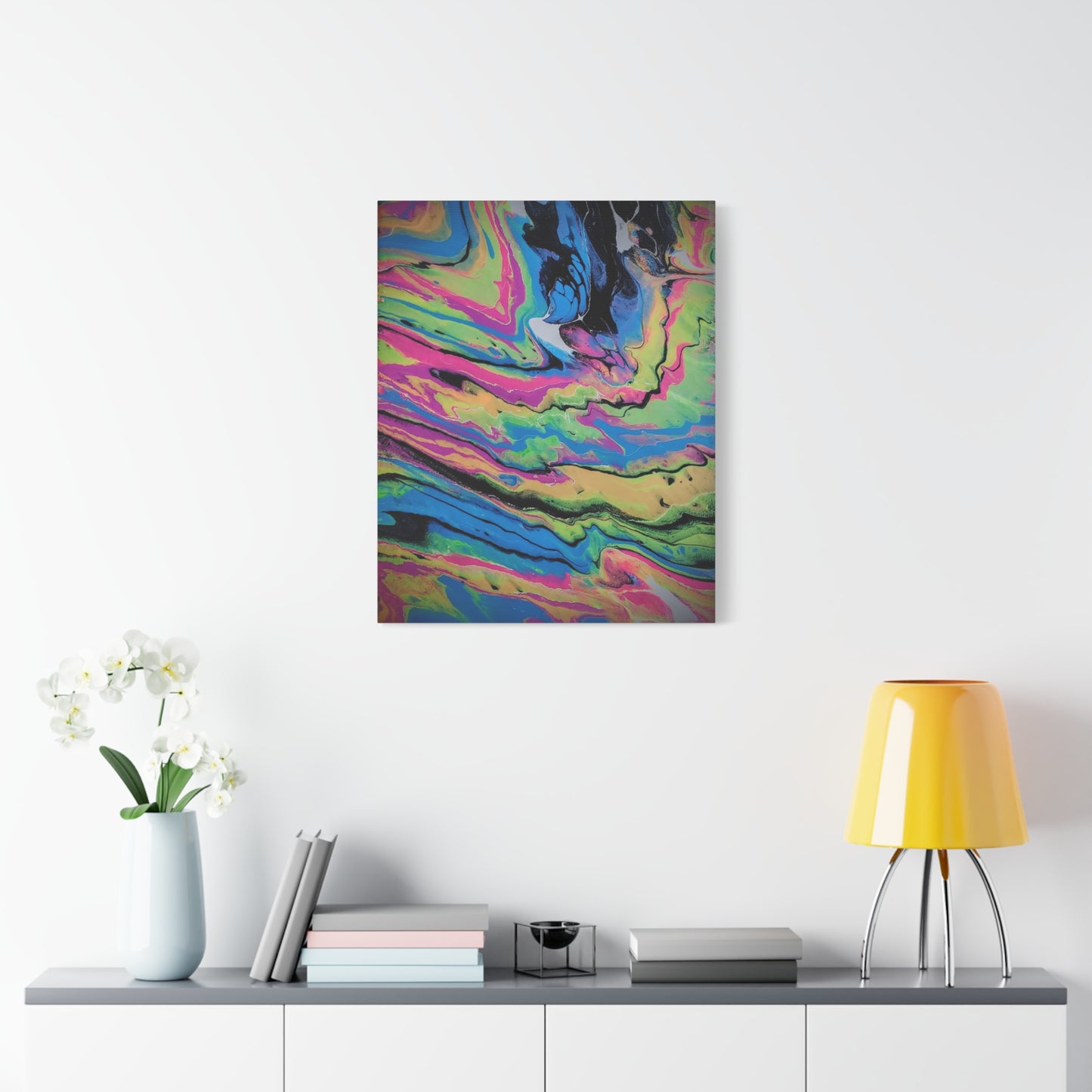 Abstract Neon Fluid Art Canvas Print — Vibrant Psychedelic Wall Decor