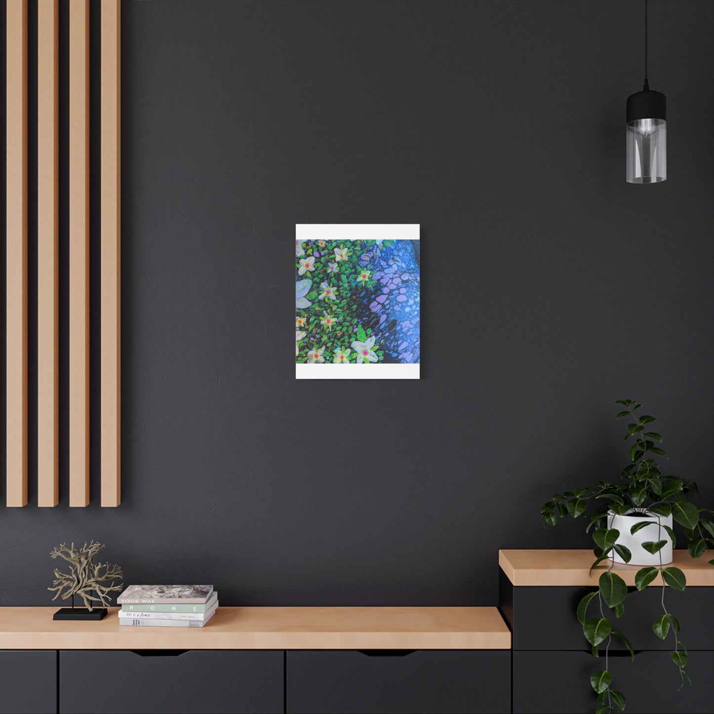 Floetrol&Flowers -  Reef Matte Canvas Wall Art — Blue & Green Abstract Flower Painting