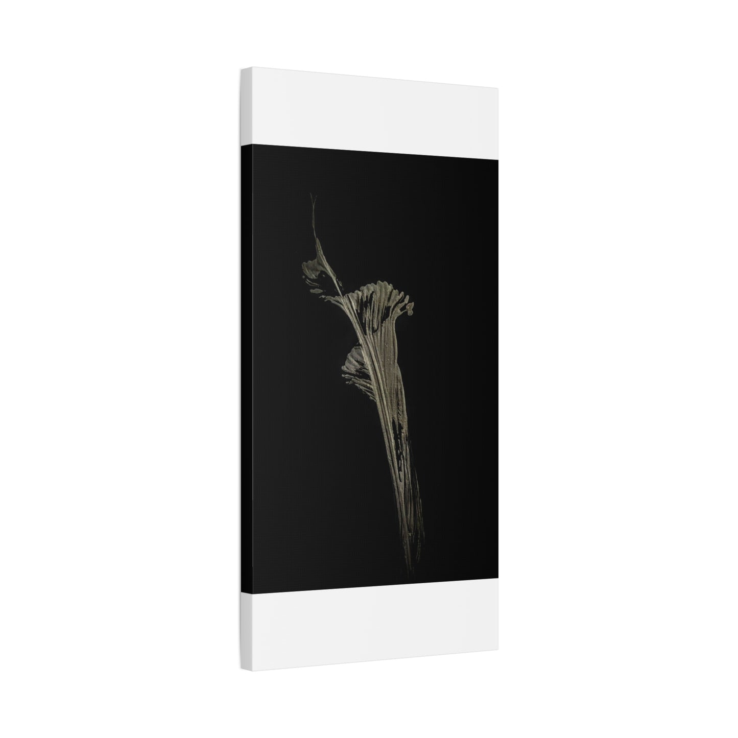 Calla Lilly - Minimalist Botanical Canvas Print — Monochrome Flower Art on Black Matte