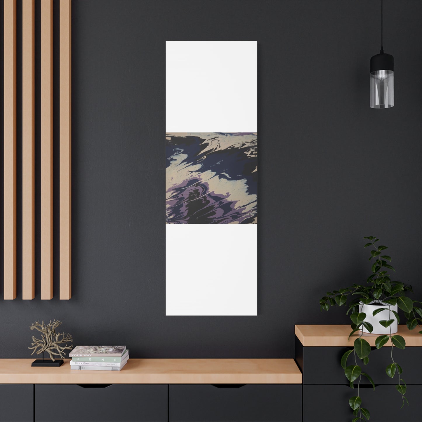 Abstract Navy & Lavender Wave Matte Stretched Canvas (1.25")