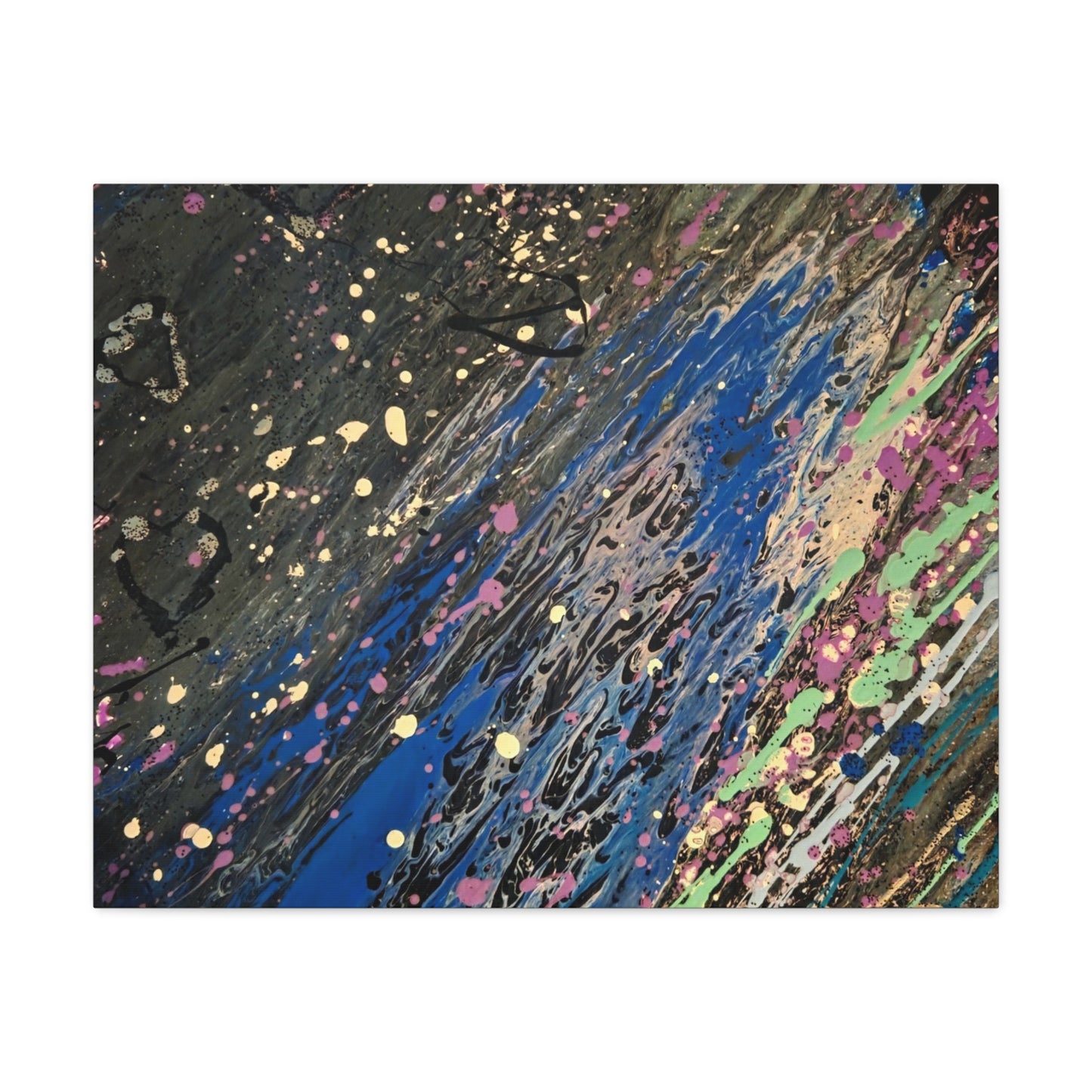 Abstract Splatter Matte Canvas Print — Colorful Fluid Art Wall Decor, Stretched 1.25"