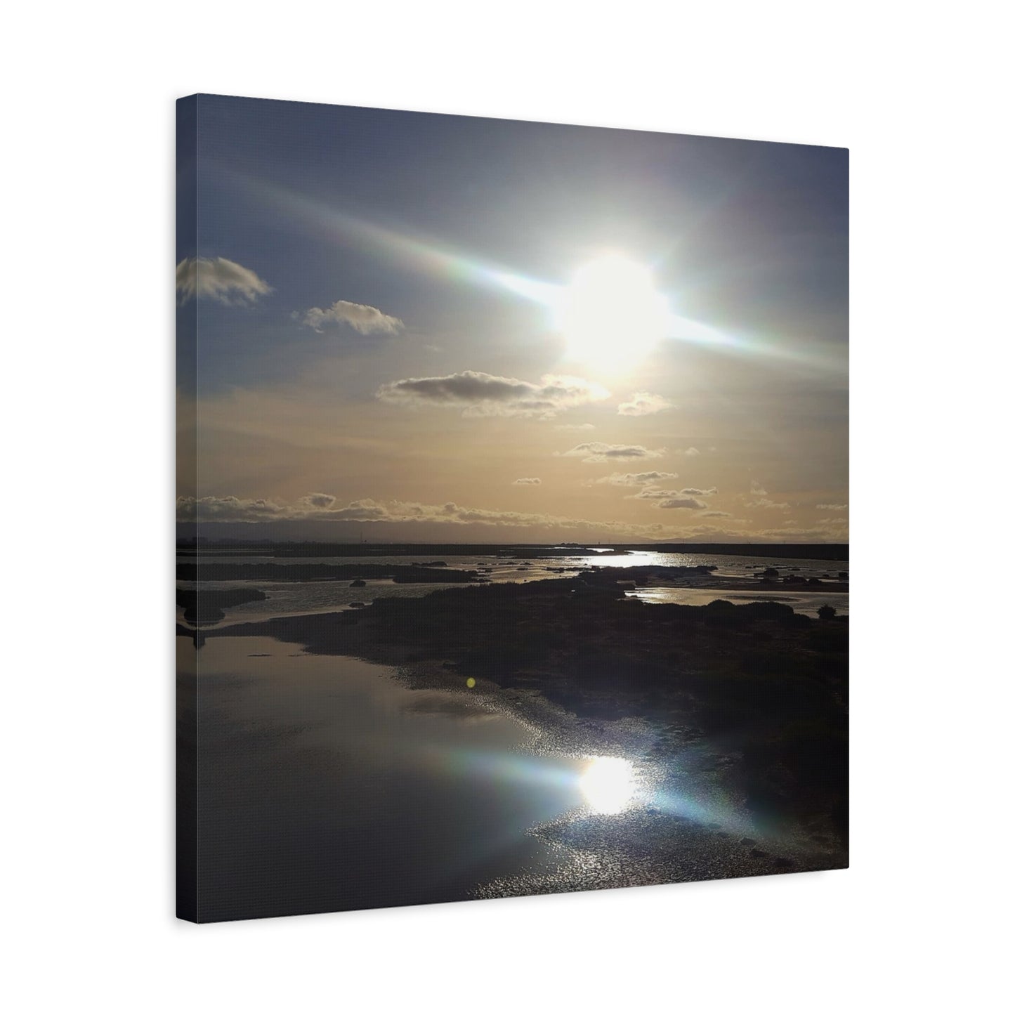 Sunlit Coastal Reflection (don edwards preserve)Canvas Print — Matte Stretched Wall Art