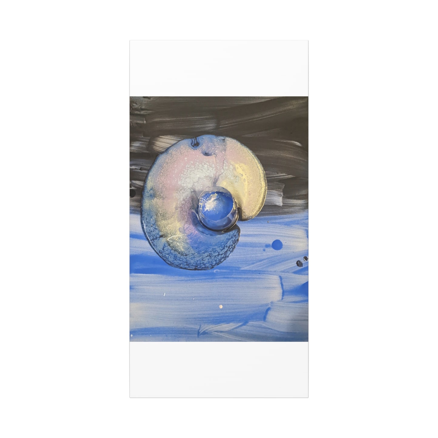 the nautilus - Abstract Blue Spiral Matte Canvas Art - Nautical Coastal Wall Decor