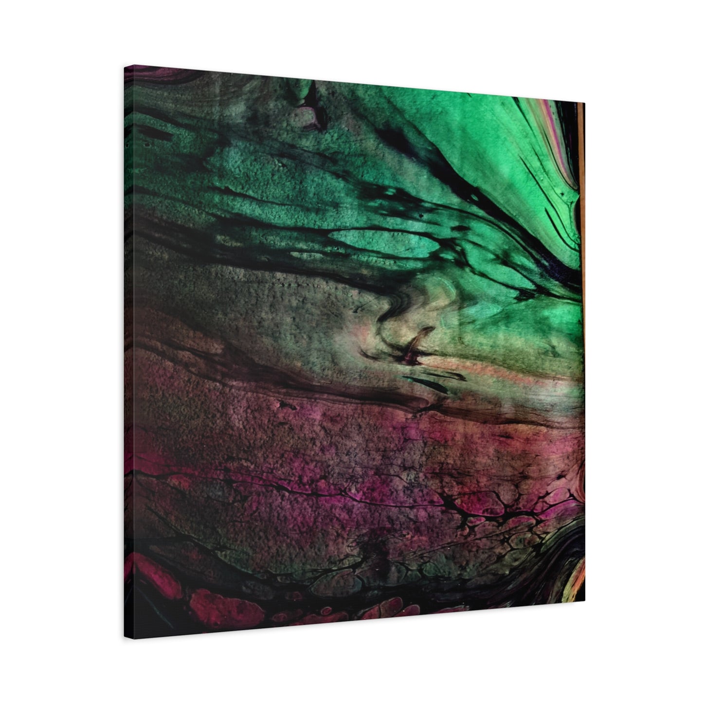 flame tempered pour - Abstract Teal & Magenta Canvas Wall Art — Matte Stretched 1.25"
