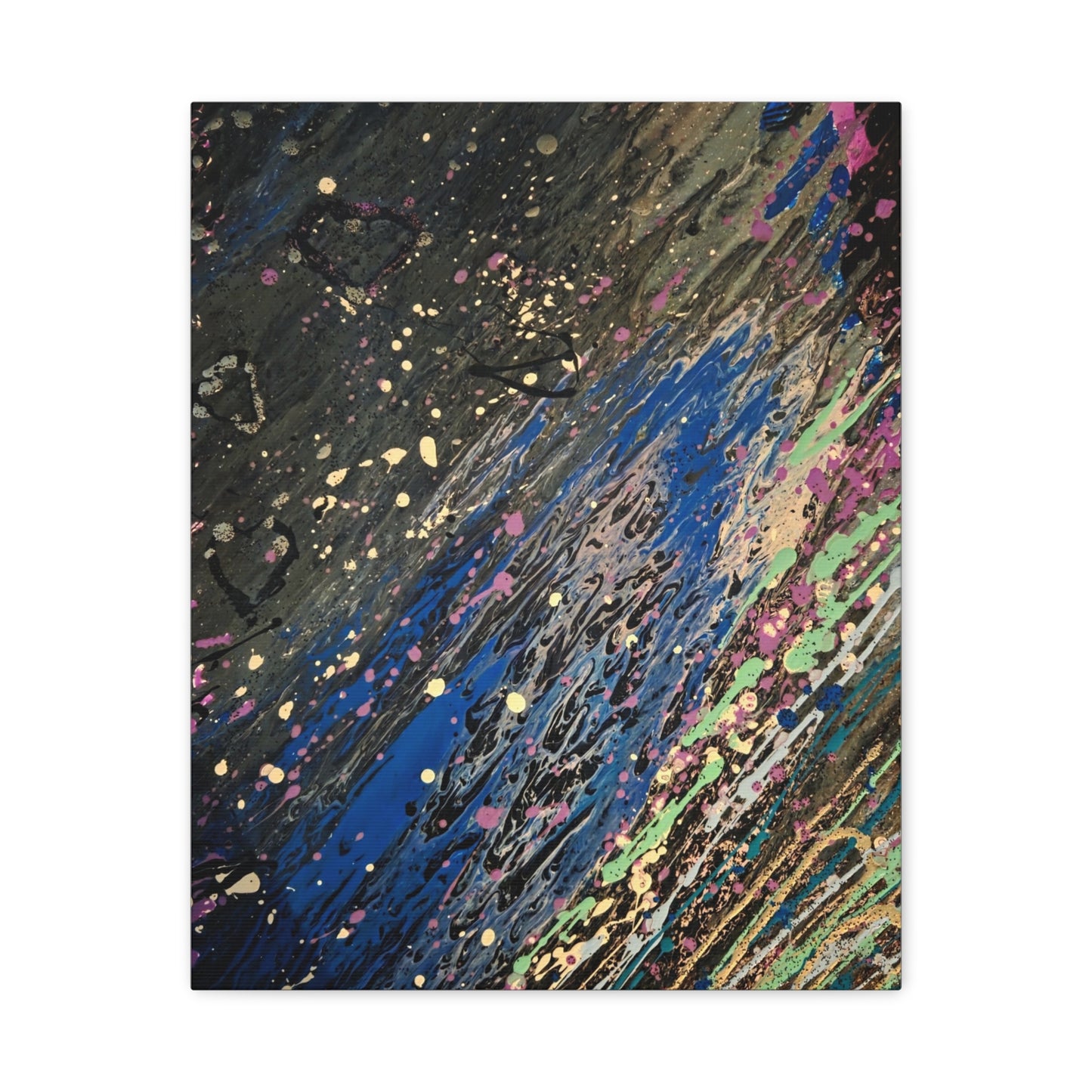 Abstract Splatter Matte Canvas Print — Colorful Fluid Art Wall Decor, Stretched 1.25"