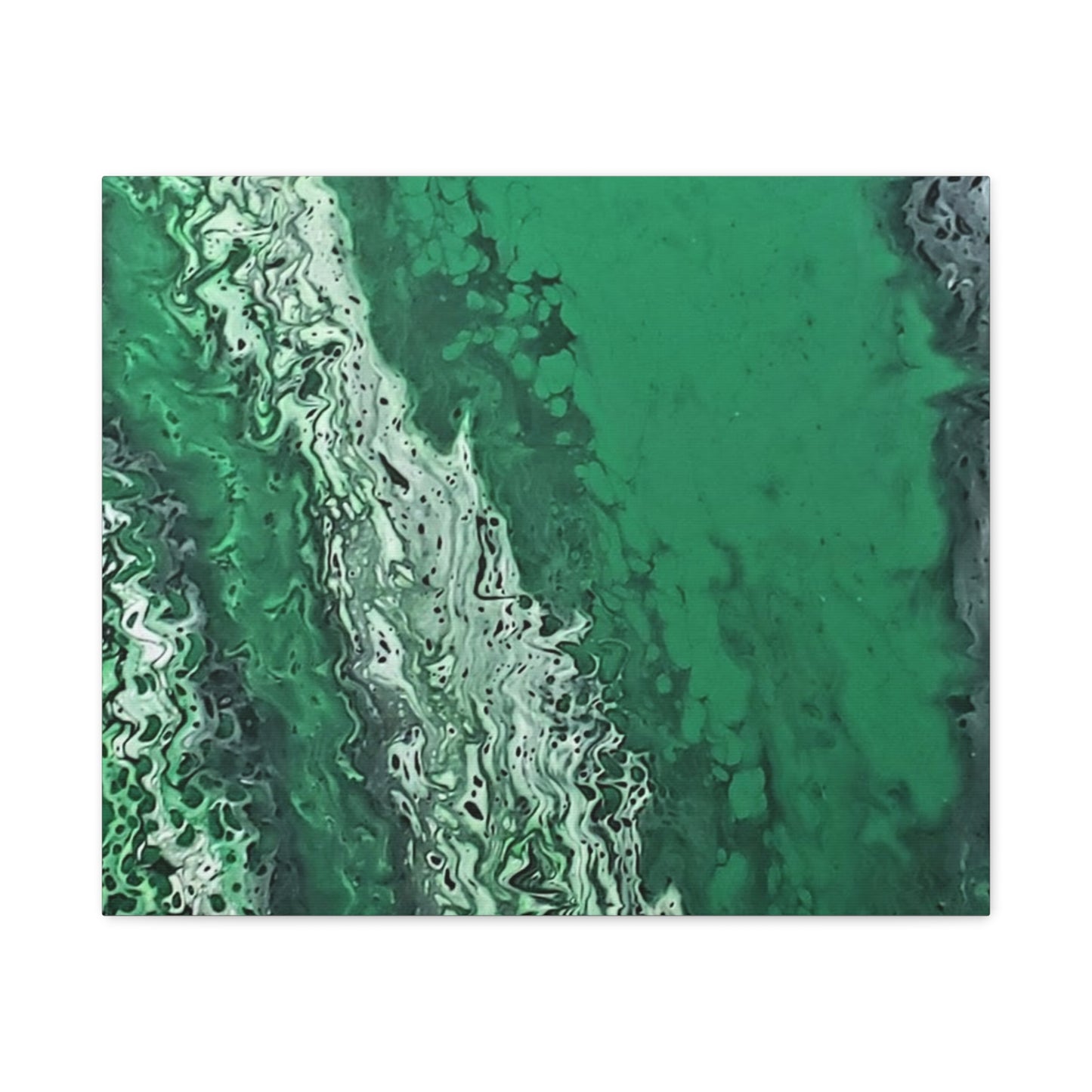 Emerald Wave Abstract Canvas Print — Matte Stretched Wall Art