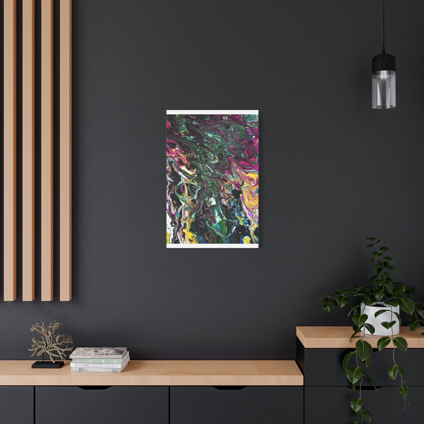 chaos in the garden - Abstract Fluid Art Matte Canvas Print - Colorful Swirl Wall Art