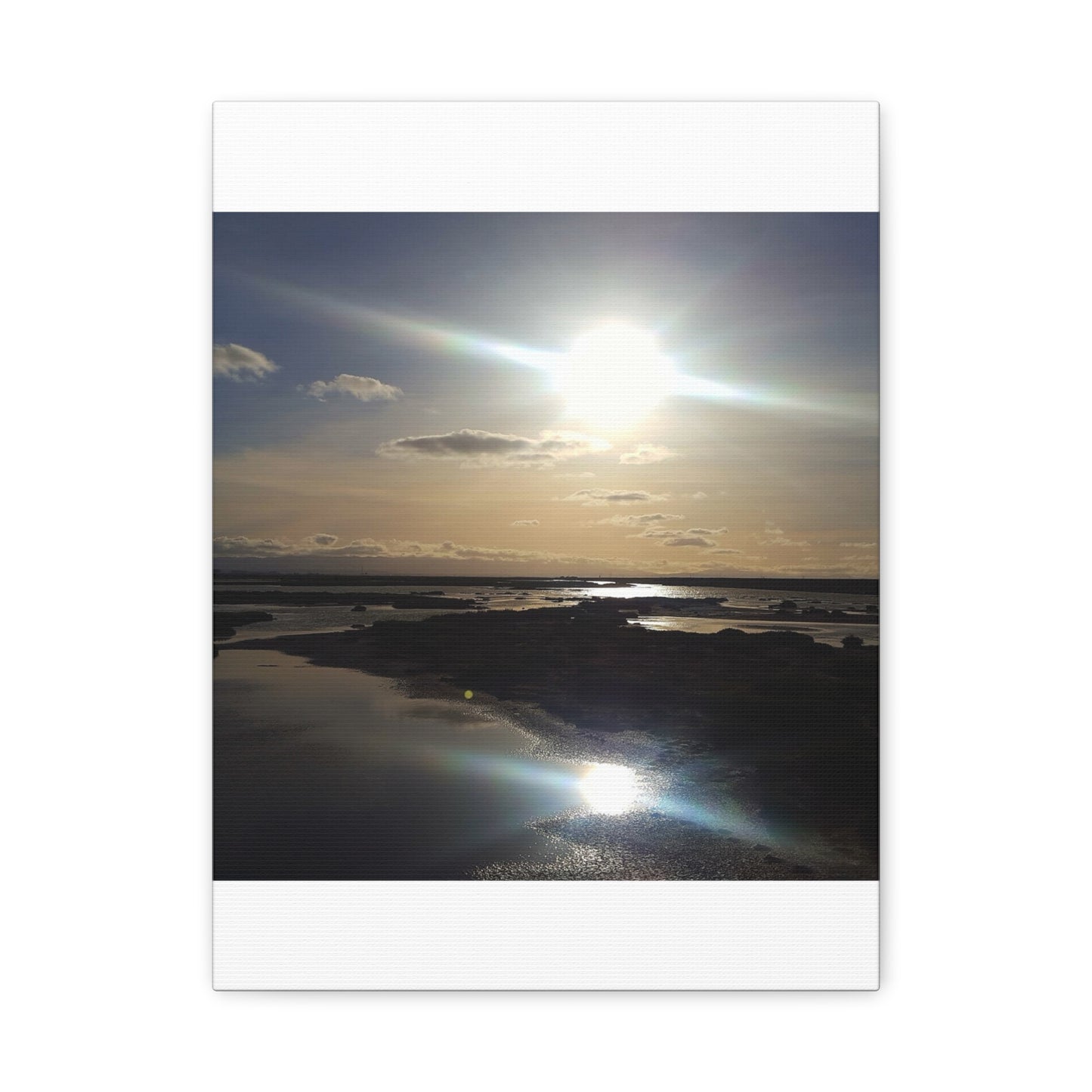 Sunlit Coastal Reflection (don edwards preserve)Canvas Print — Matte Stretched Wall Art
