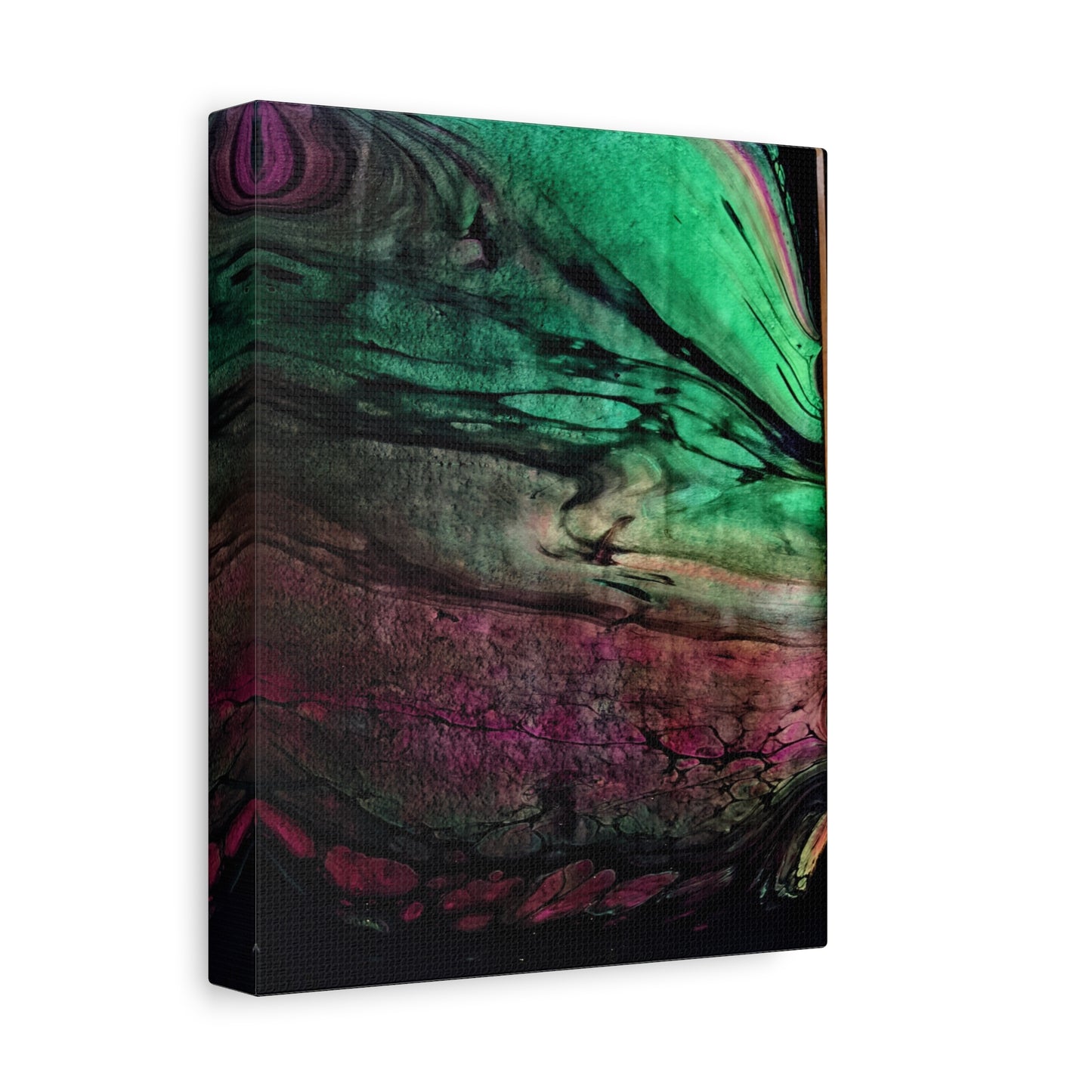 flame tempered pour - Abstract Teal & Magenta Canvas Wall Art — Matte Stretched 1.25"