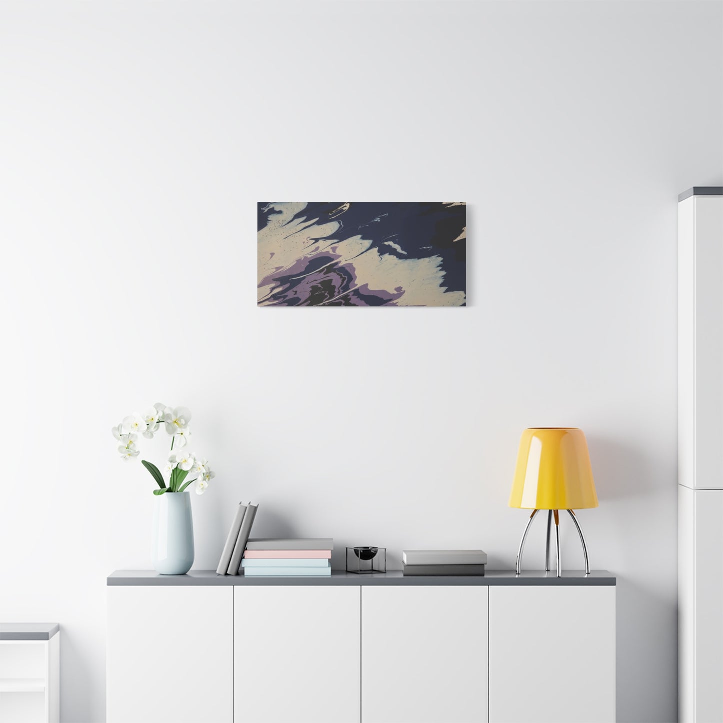 Abstract Navy & Lavender Wave Matte Stretched Canvas (1.25")